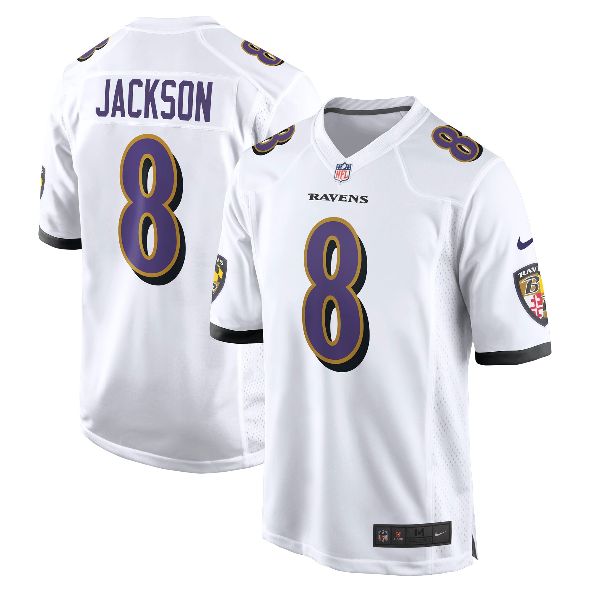 Lamar Jackson Baltimore Ravens Game Jersey - White | Stitched Football Jersey TJS0032