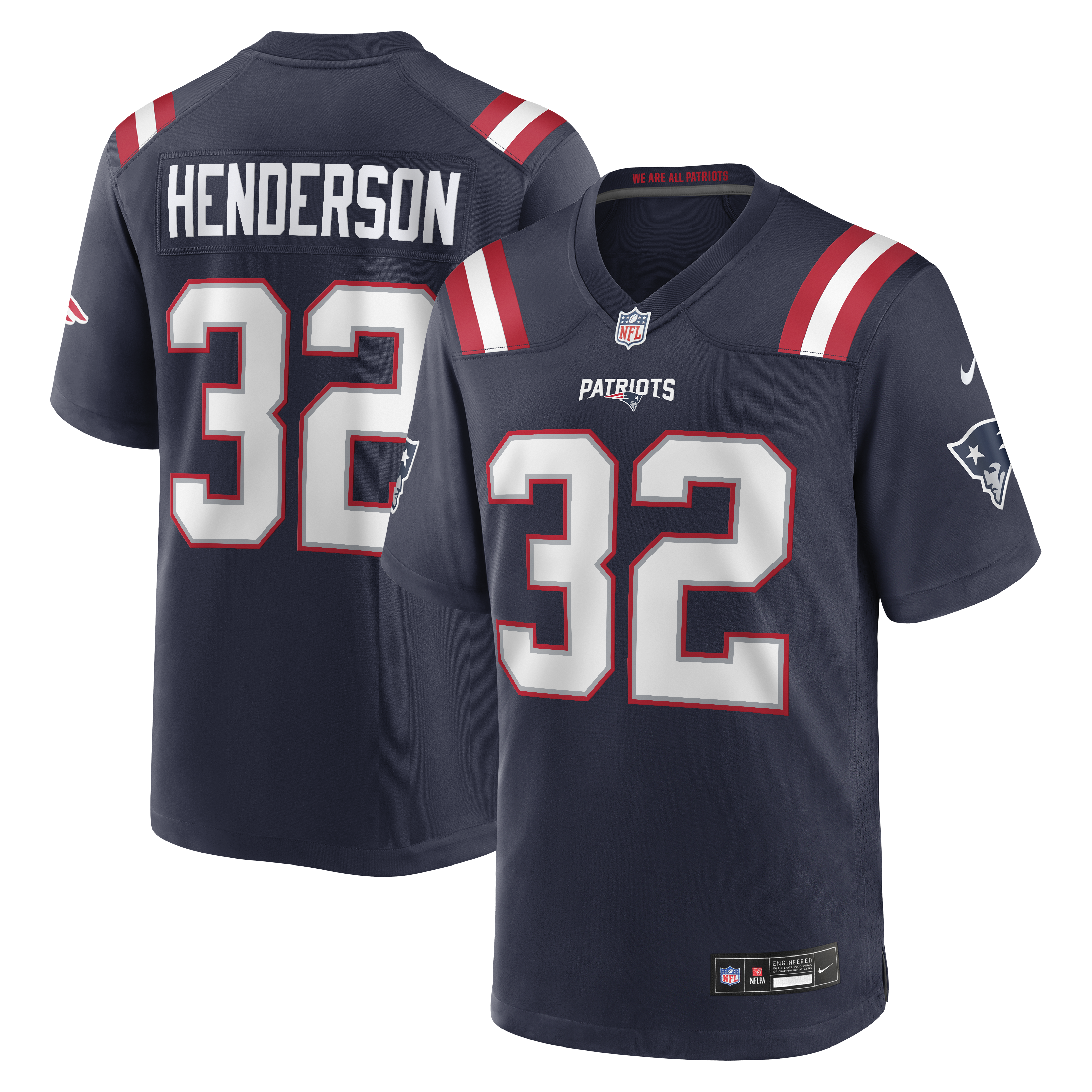 TreVeyon Henderson New England Patriots 2025 NFL Draft Game Jersey - Navy | Stitched Football Jersey TJS0076