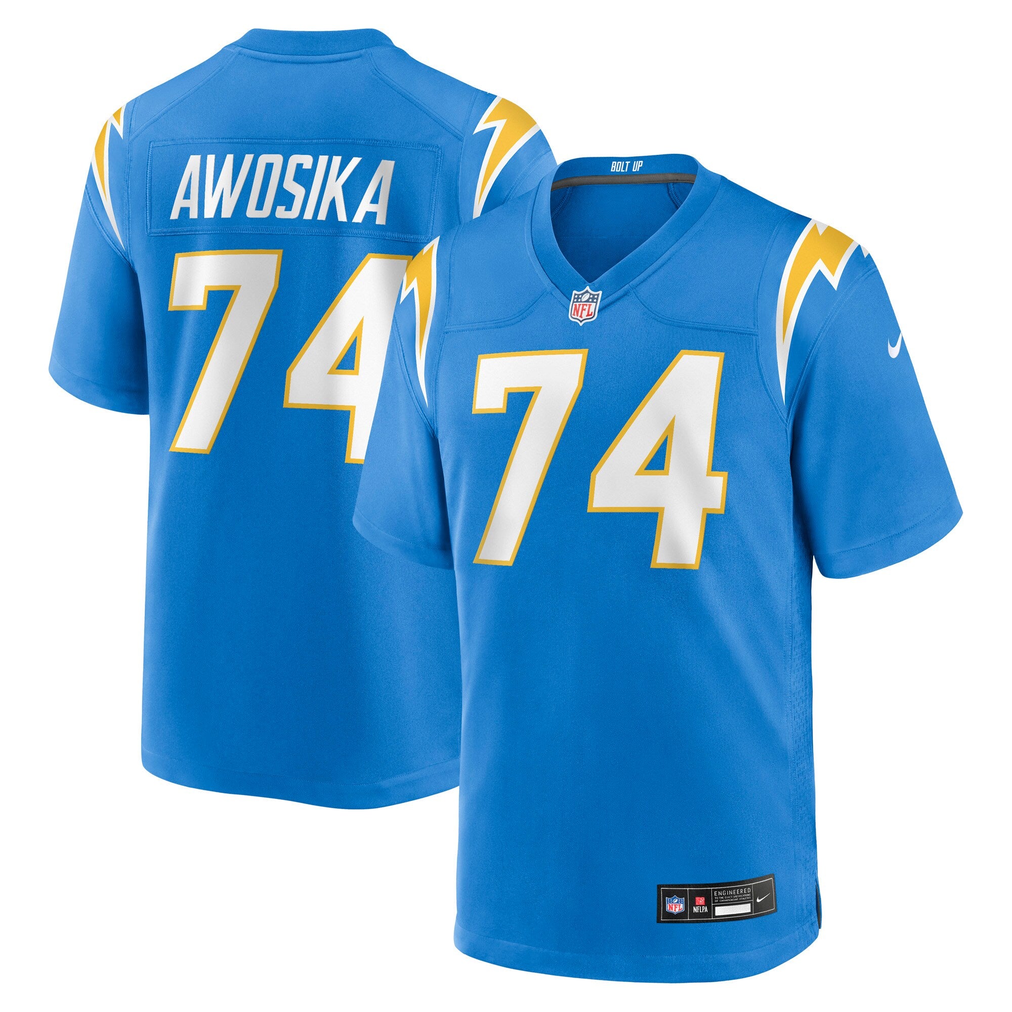 Kayode Awosika Los Angeles Chargers Team Game Jersey - Powder Blue | Stitched Football Jersey TJS0081