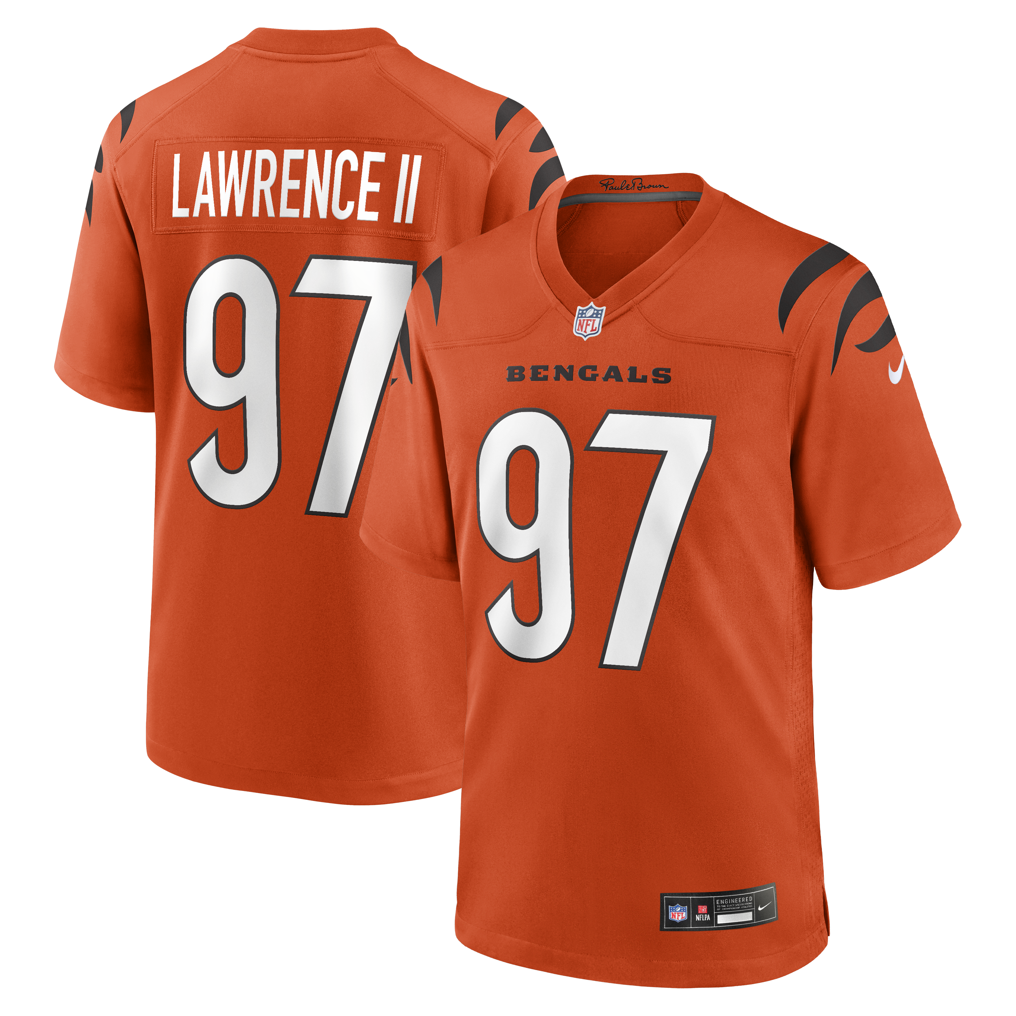 Dexter Lawrence II Cincinnati Bengals Game Jersey - Orange | Stitched Football Jersey TJS0006