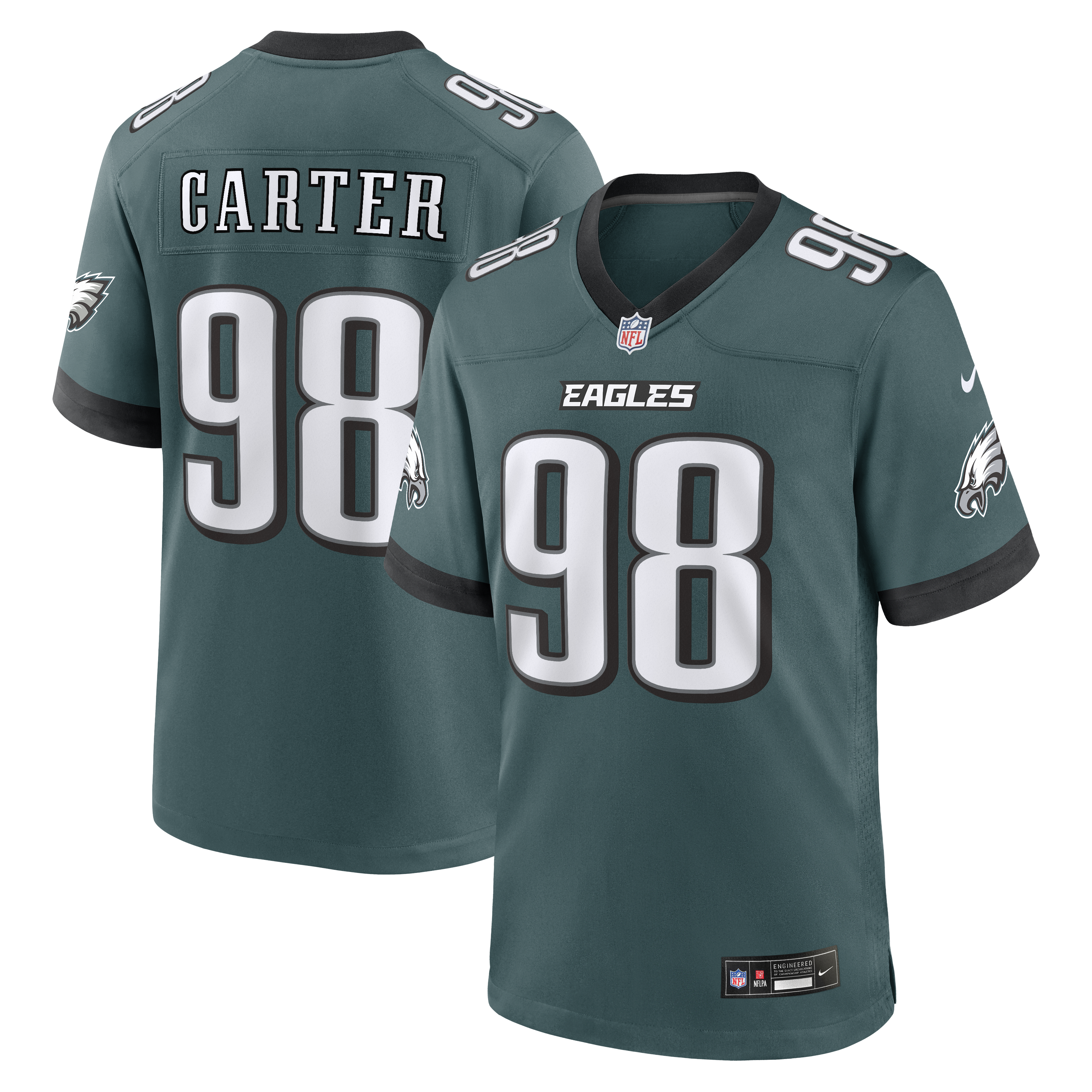 Jalen Carter Philadelphia Eagles Team Game Jersey - Midnight Green | Stitched Football Jersey TJS0090