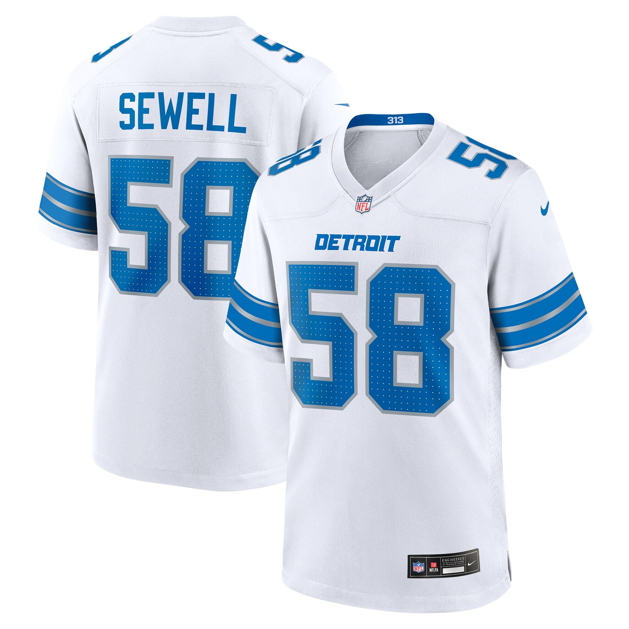Penei Sewell Detroit Lions Game Jersey - White | Stitched Football Jersey TJS0135