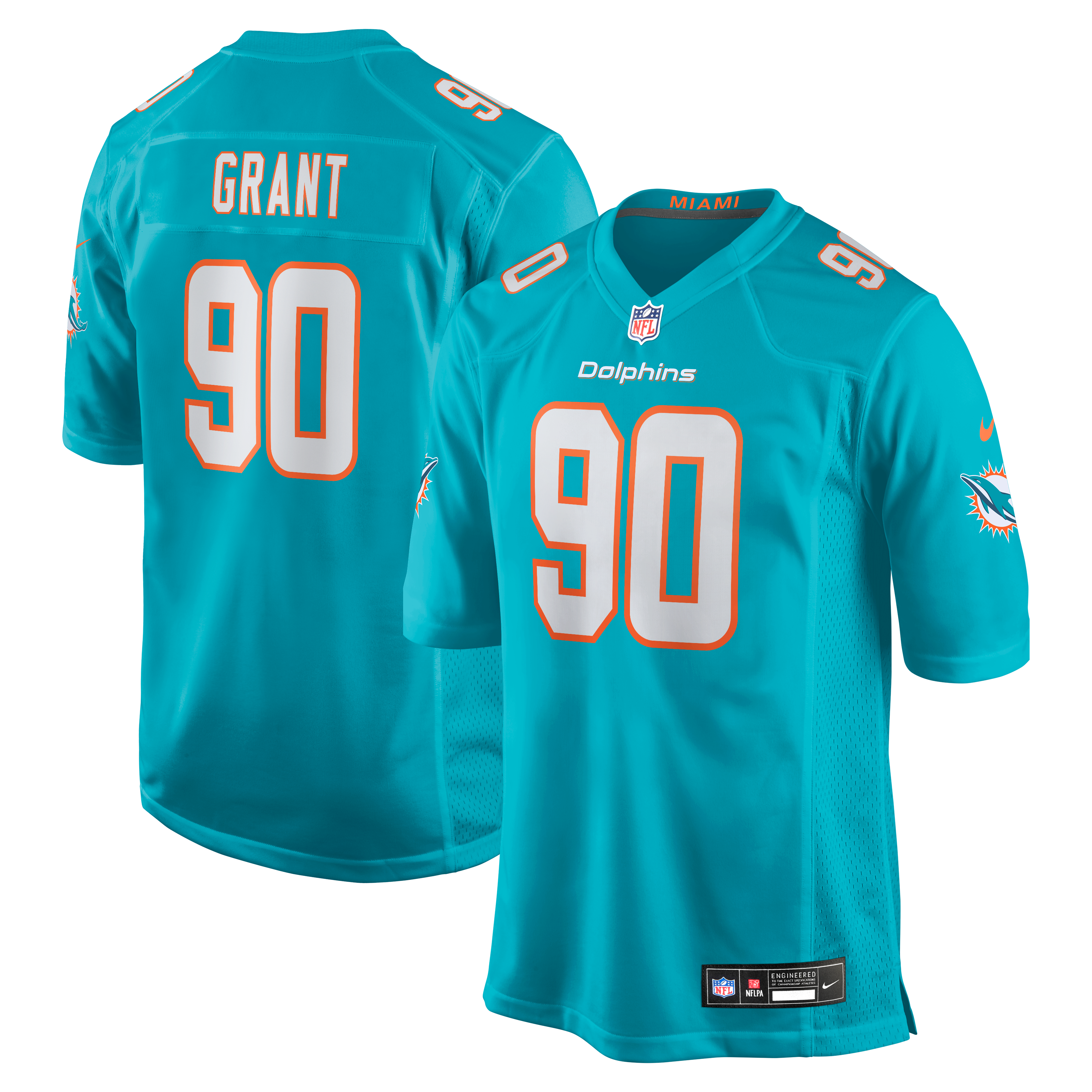 Kenneth Grant Miami Dolphins Team Game Jersey - Aqua | Stitched Football Jersey TJS0167