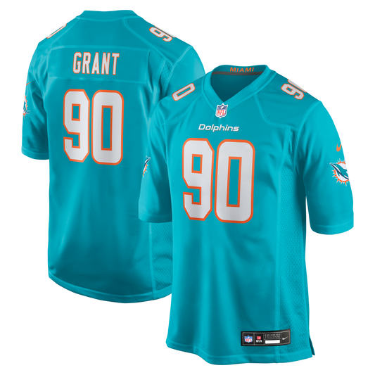 Kenneth Grant Miami Dolphins Team Game Jersey - Aqua | Stitched Football Jersey TJS0167