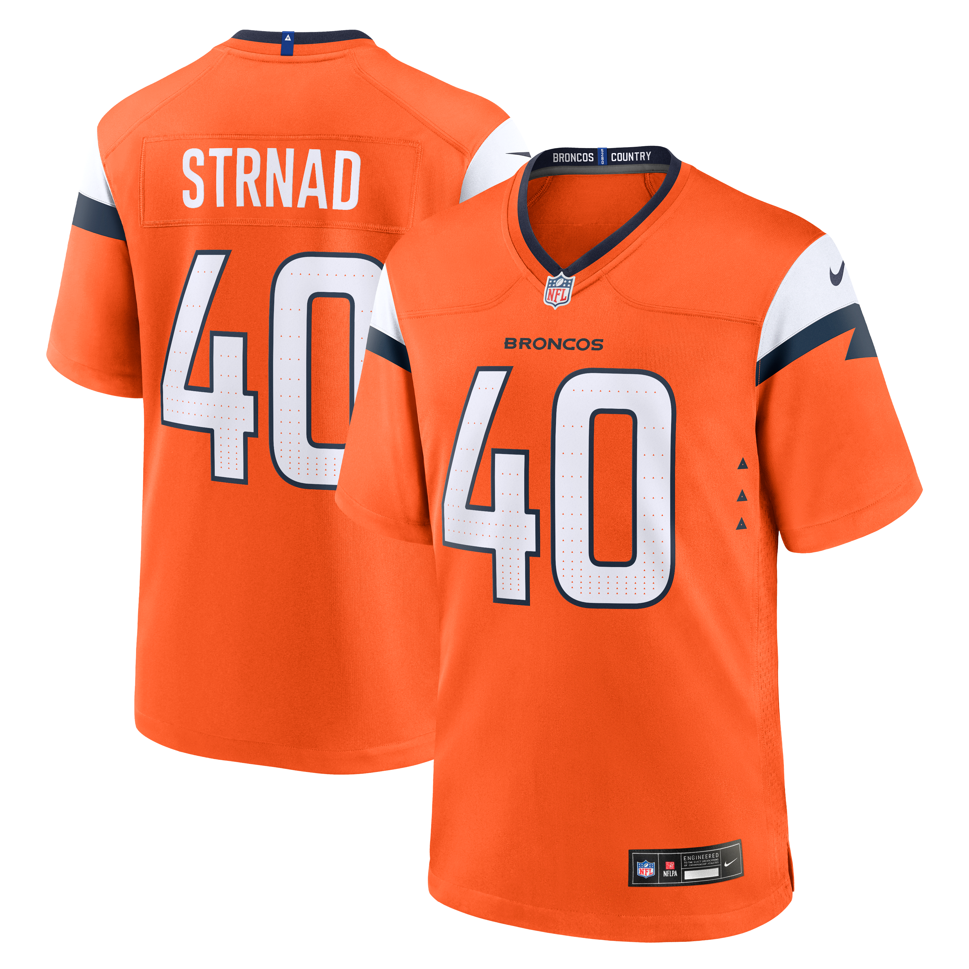 Justin Strnad Denver Broncos Team Game Jersey - Orange | Stitched Football Jersey TJS0276