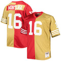 Joe Montana San Francisco 49ers M & N Big & Tall Split Legacy Retired Player Replica Jersey - Scarlet/Gold | Stitched Football Jersey TJS0261