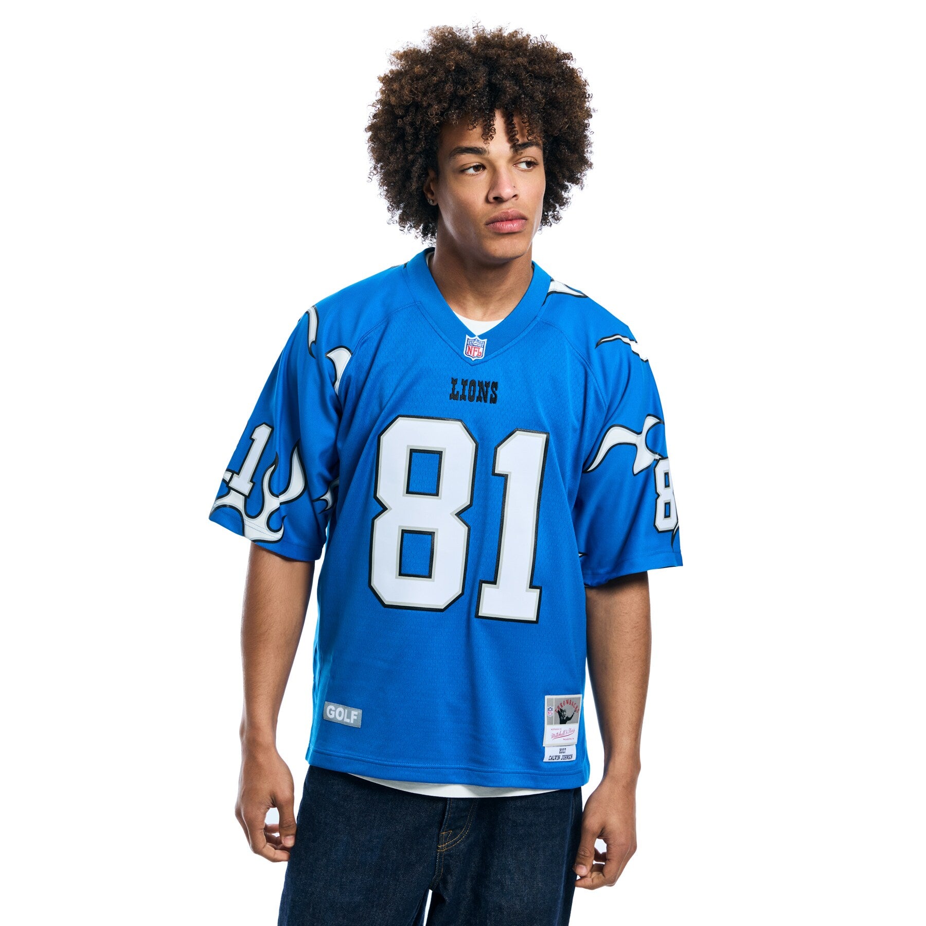 Calvin Johnson Detroit Lions M & N x Golf Wang Unisex 2007 Legacy Fashion Jersey - Blue | Stitched Football Jersey TJS0155