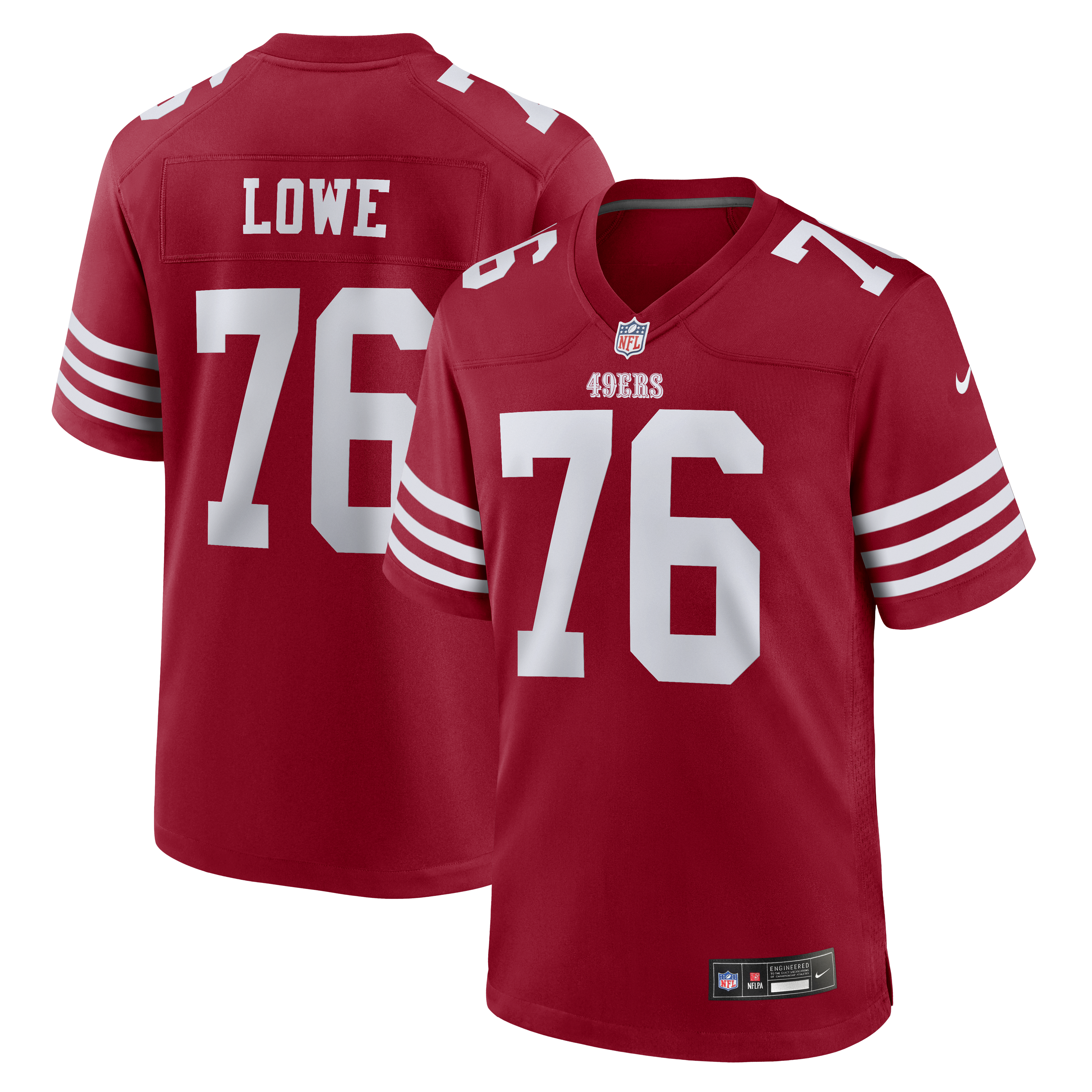 Vederian Lowe San Francisco 49ers Team Game Jersey - Scarlet | Stitched Football Jersey TJS0134