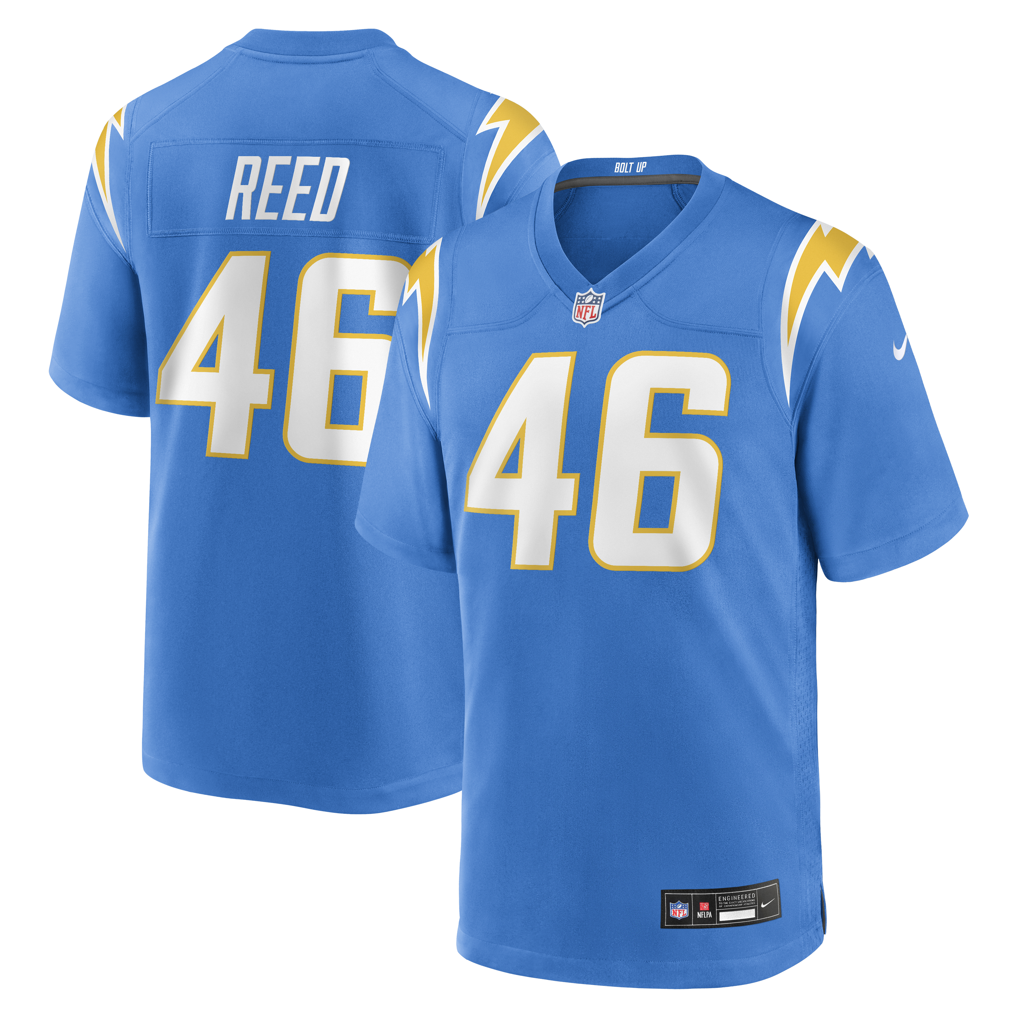 Nikko Reed Los Angeles Chargers Team Game Jersey - Powder Blue | Stitched Football Jersey TJS0157