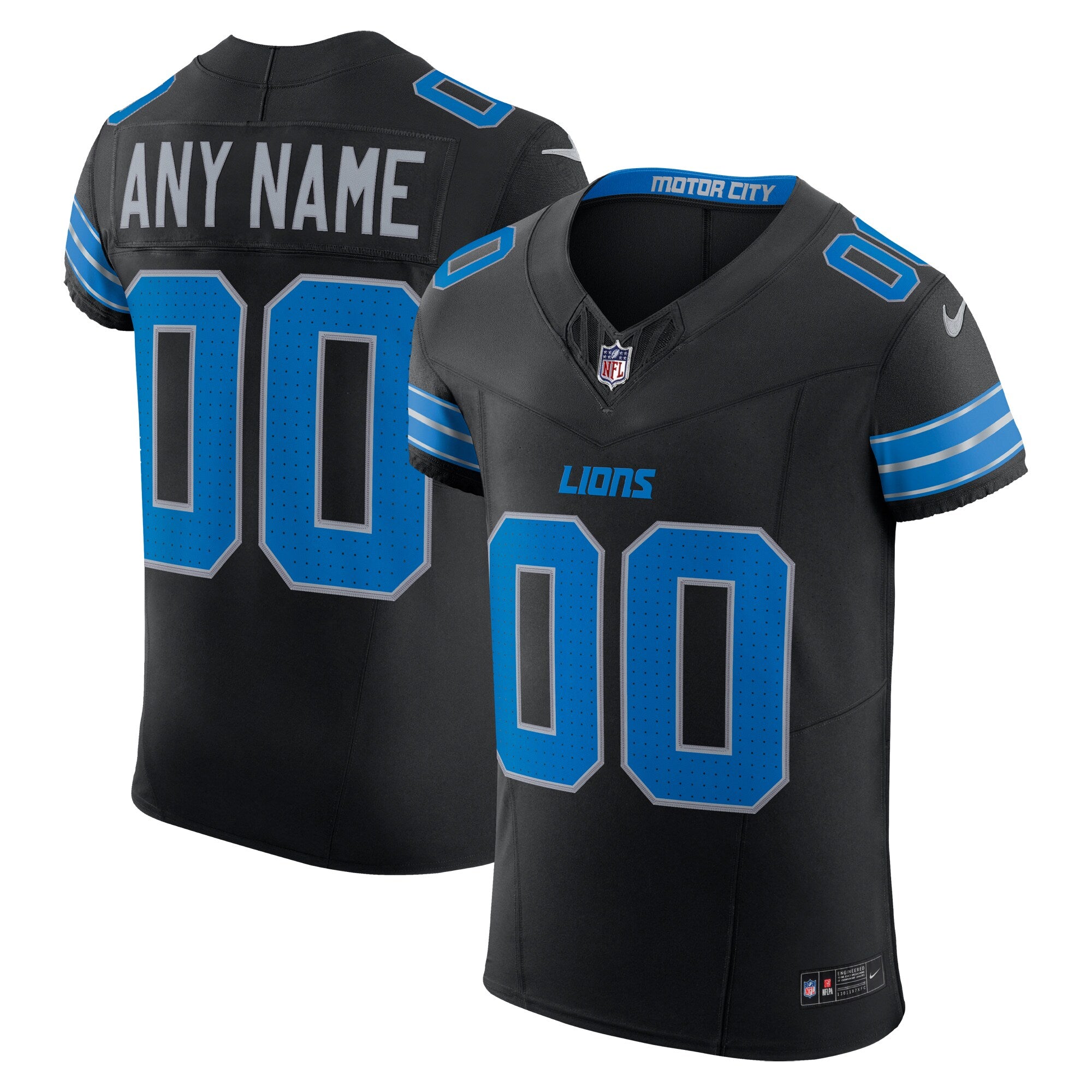 Detroit Lions Alternate Vapor F.U.S.E. Elite Custom Jersey - Black | Stitched Football Jersey TJS0182