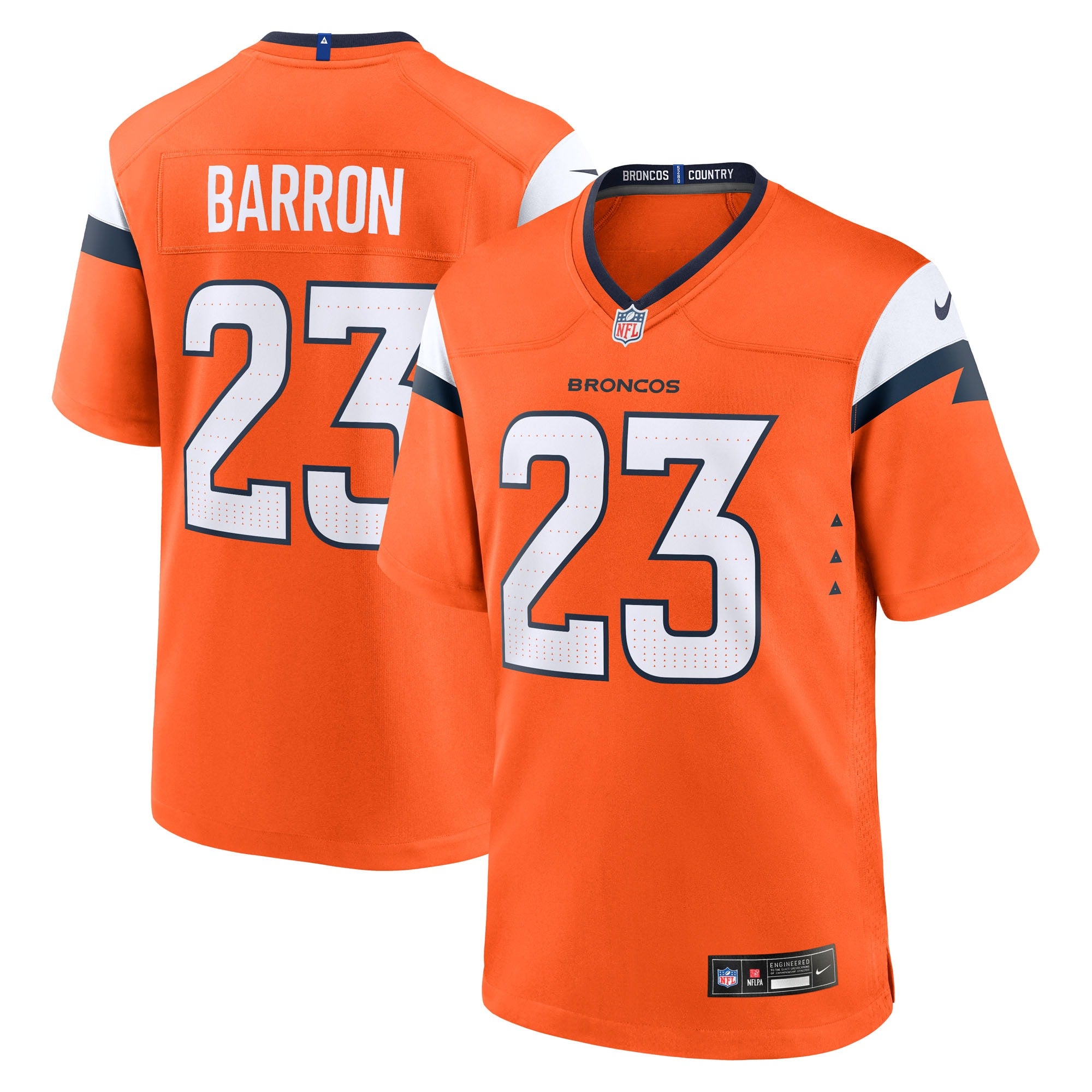 Jahdae Barron Denver Broncos Game Player Jersey - Orange | Stitched Football Jersey TJS0188