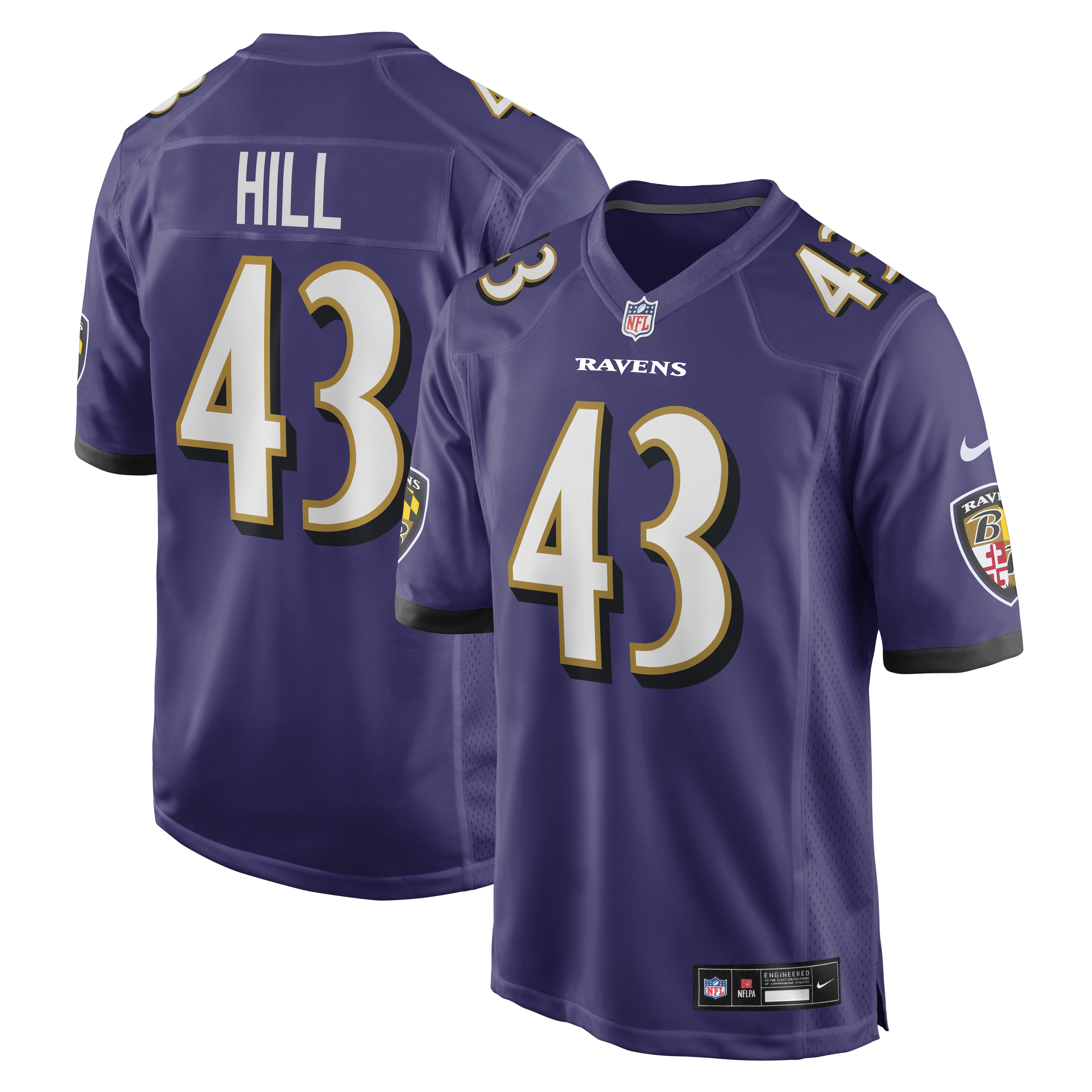 Justice Hill Baltimore Ravens Game Jersey - Purple | Stitched Football Jersey TJS0232