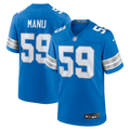 Giovanni Manu Detroit Lions Team Game Jersey - Blue | Stitched Football Jersey TJS0296