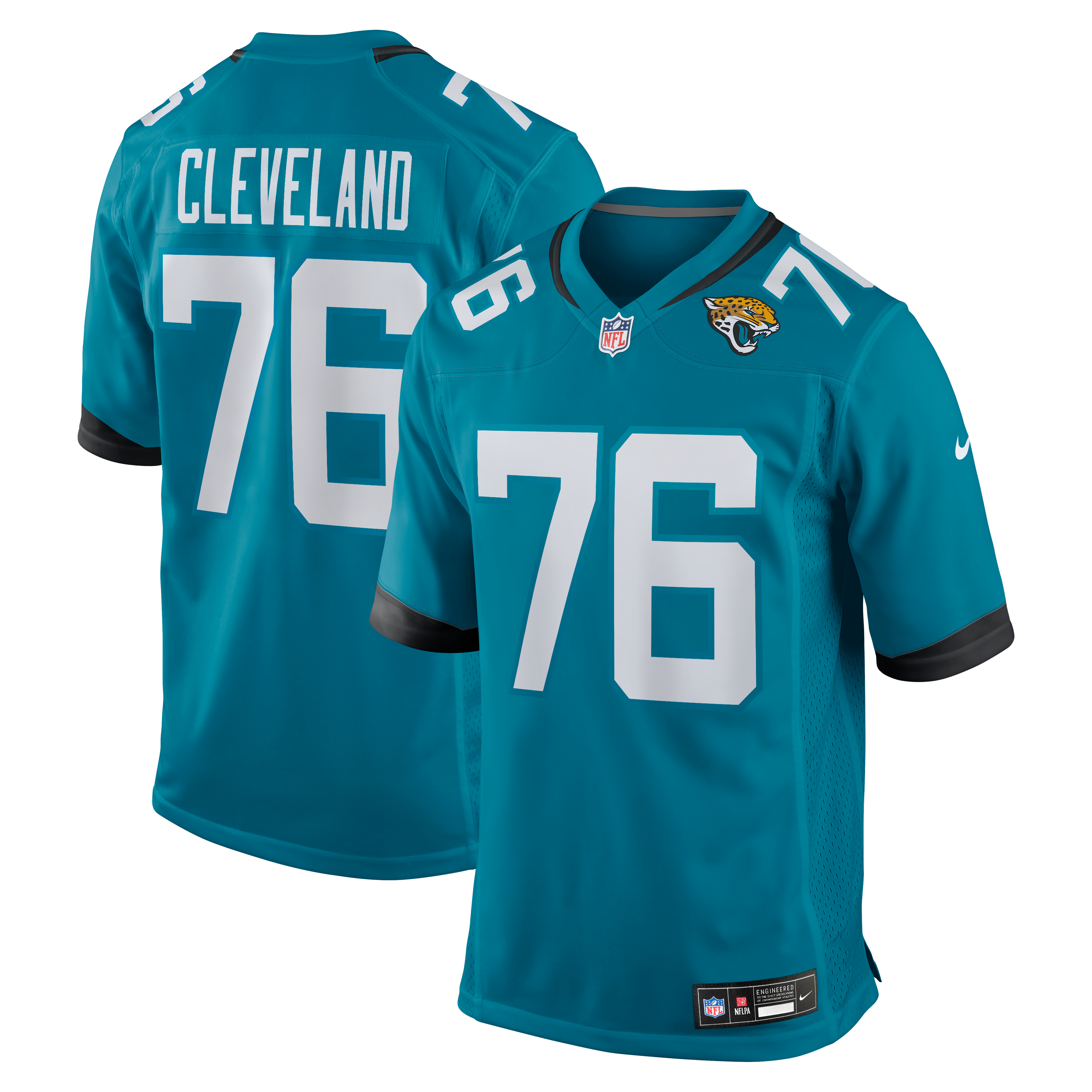 Ezra Cleveland Jacksonville Jaguars Game Jersey - Teal | Stitched Football Jersey TJS0407
