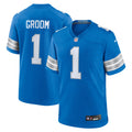 Number 1 Groom Detroit Lions Game Jersey - Blue | Stitched Football Jersey TJS0592