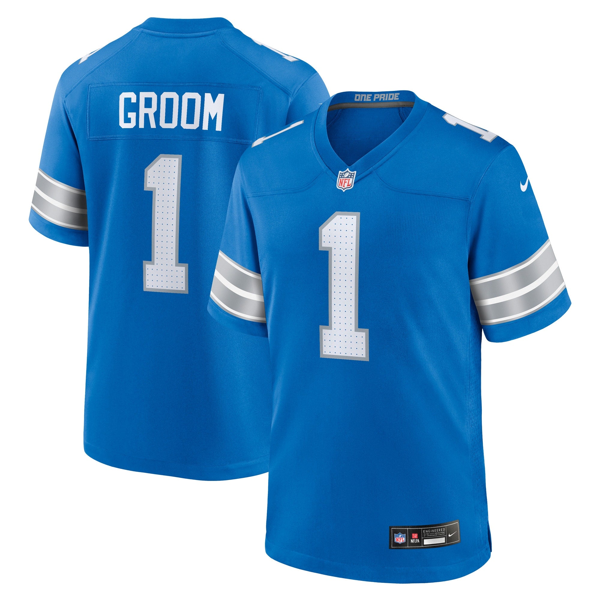 Number 1 Groom Detroit Lions Game Jersey - Blue | Stitched Football Jersey TJS0592