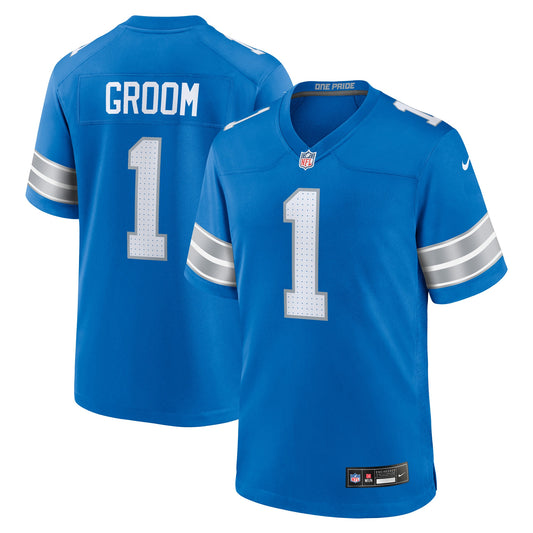 Number 1 Groom Detroit Lions Game Jersey - Blue | Stitched Football Jersey TJS0592