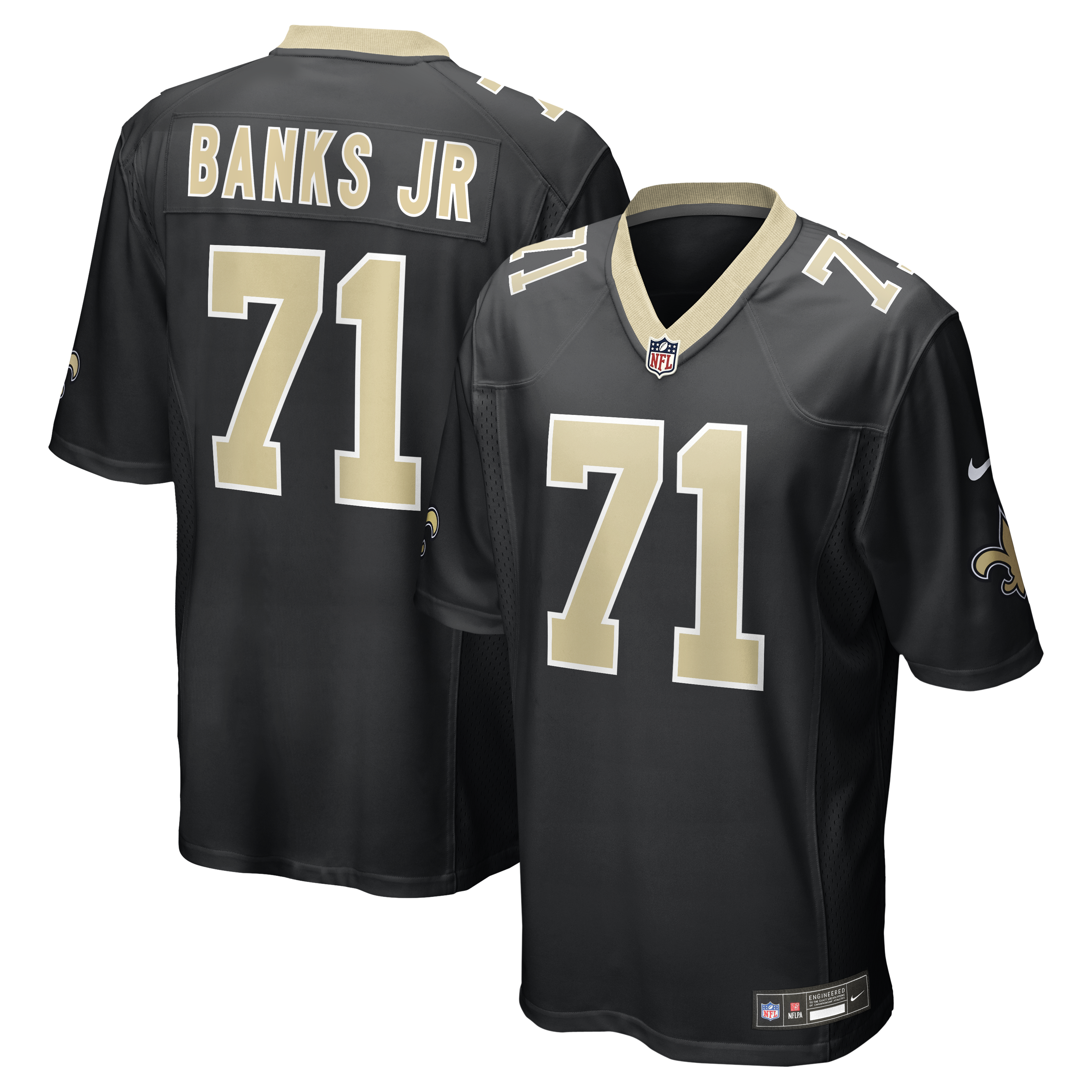 Kelvin Banks Jr. New Orleans Saints Game Player Jersey - Black | Stitched Football Jersey TJS0417