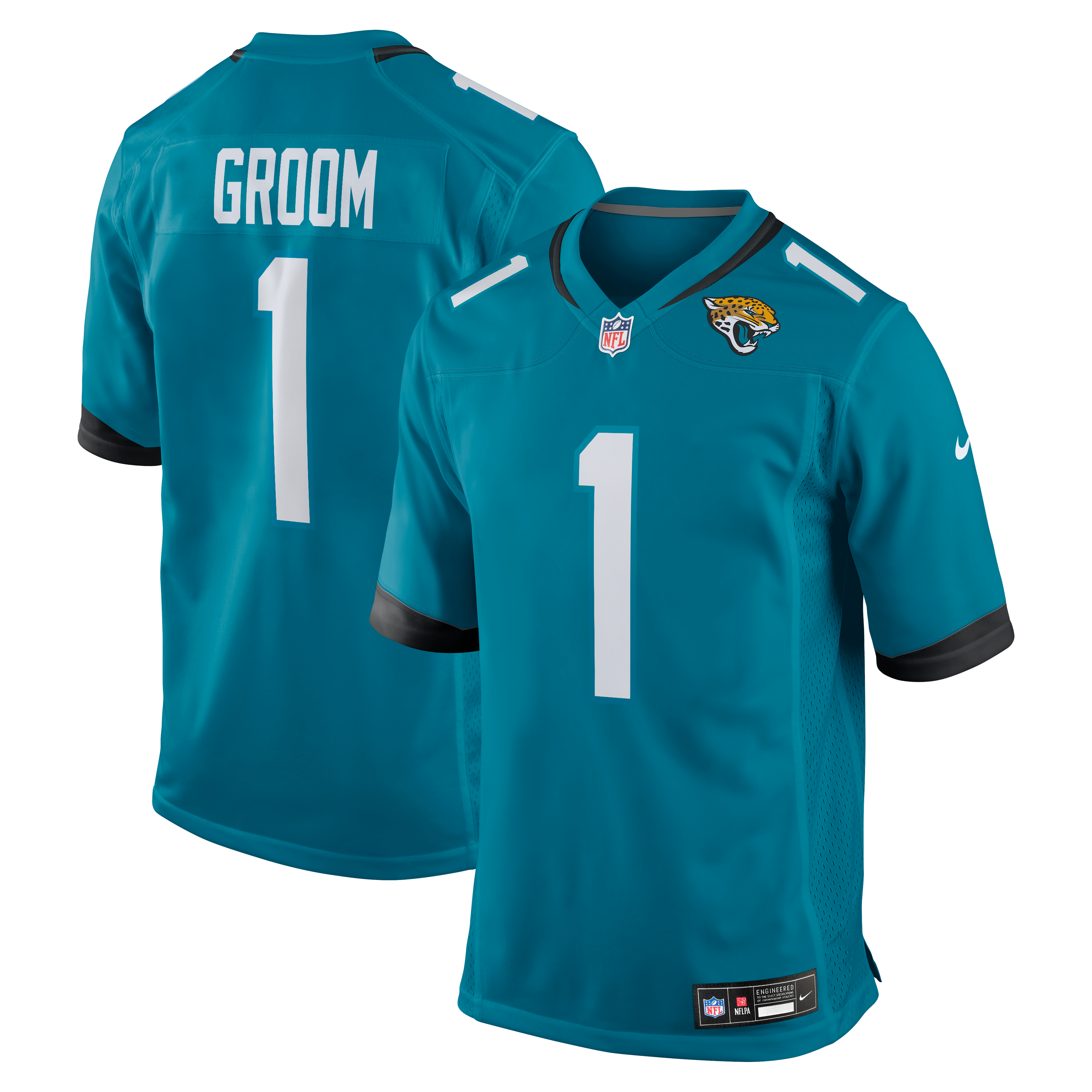 Number 1 Groom Jacksonville Jaguars Game Jersey - Teal | Stitched Football Jersey TJS0357