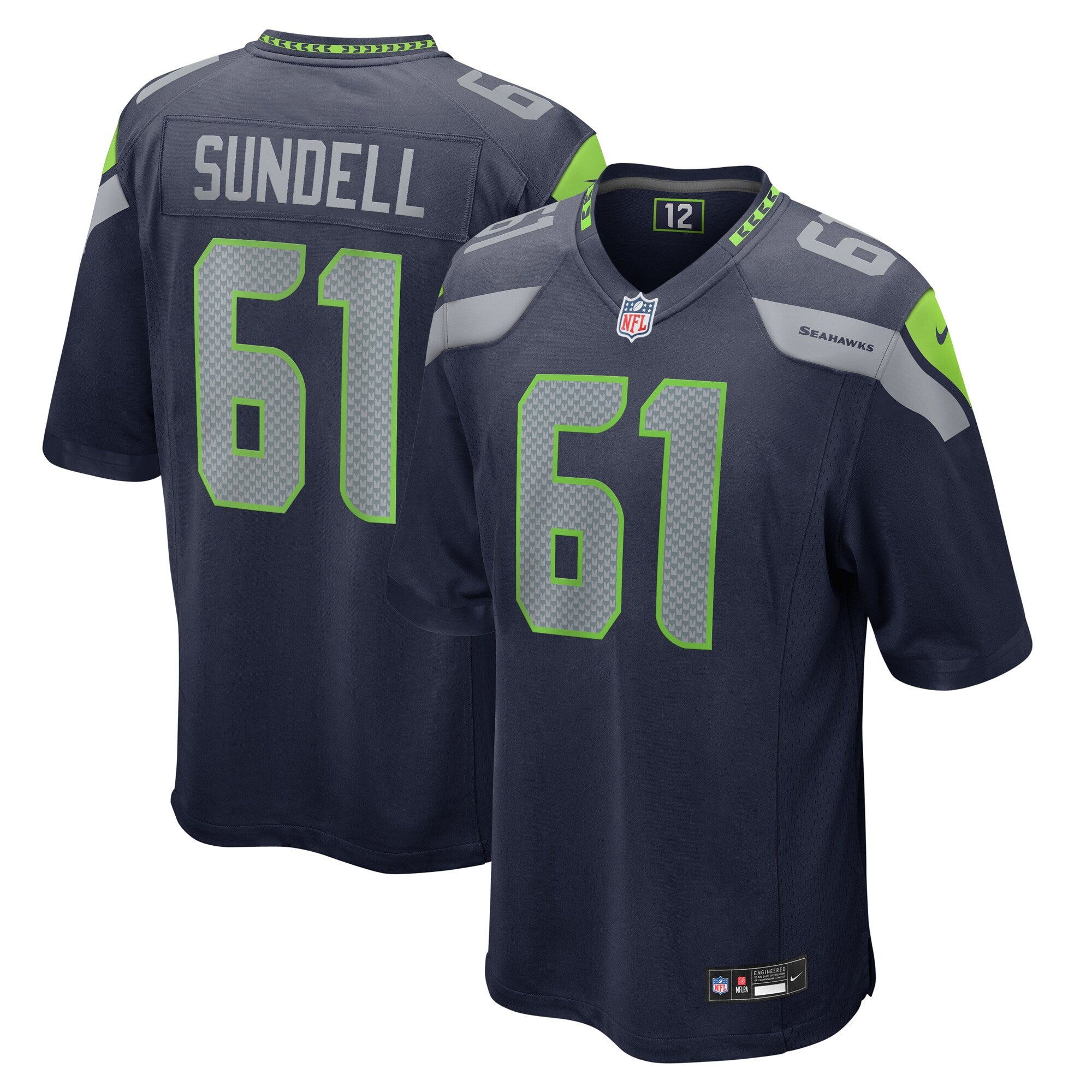 Jalen Sundell Seattle Seahawks Game Jersey - College Navy | Stitched Football Jersey TJS0445