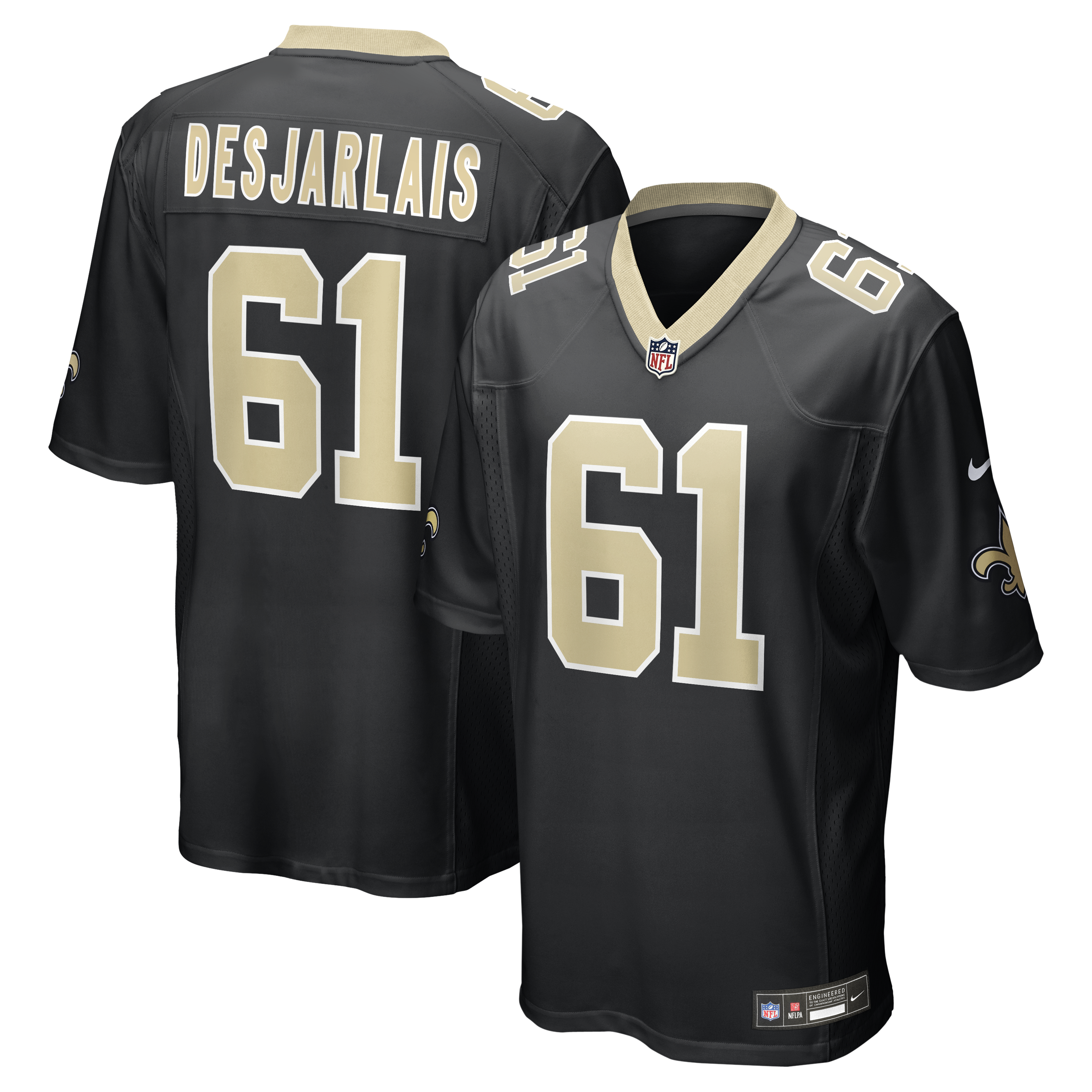 Drew Desjarlais New Orleans Saints Game Player Jersey - Black | Stitched Football Jersey TJS0384