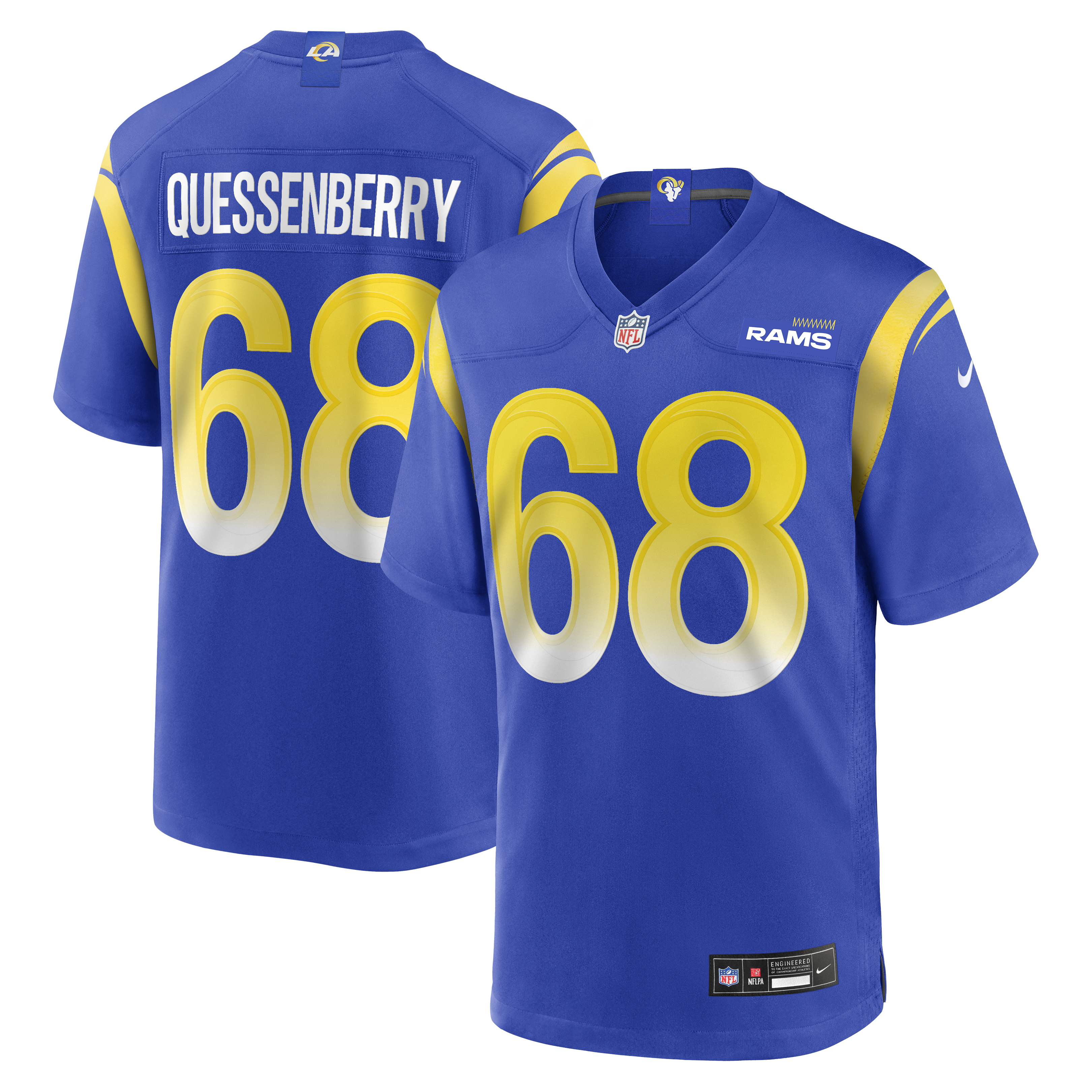 David Quessenberry Los Angeles Rams Team Game Jersey - Royal | Stitched Football Jersey TJS0524