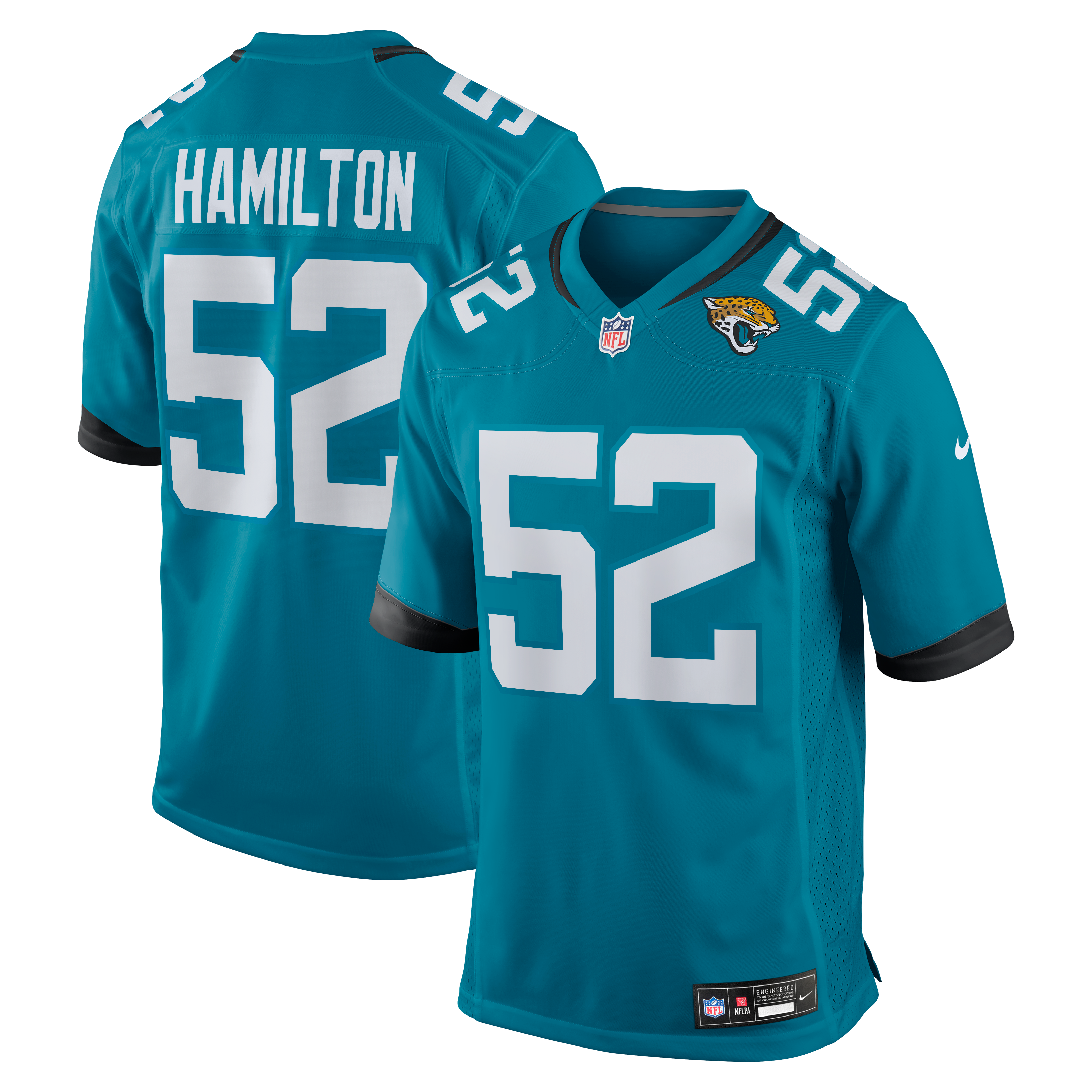 DaVon Hamilton Jacksonville Jaguars Game Jersey - Teal | Stitched Football Jersey TJS0401