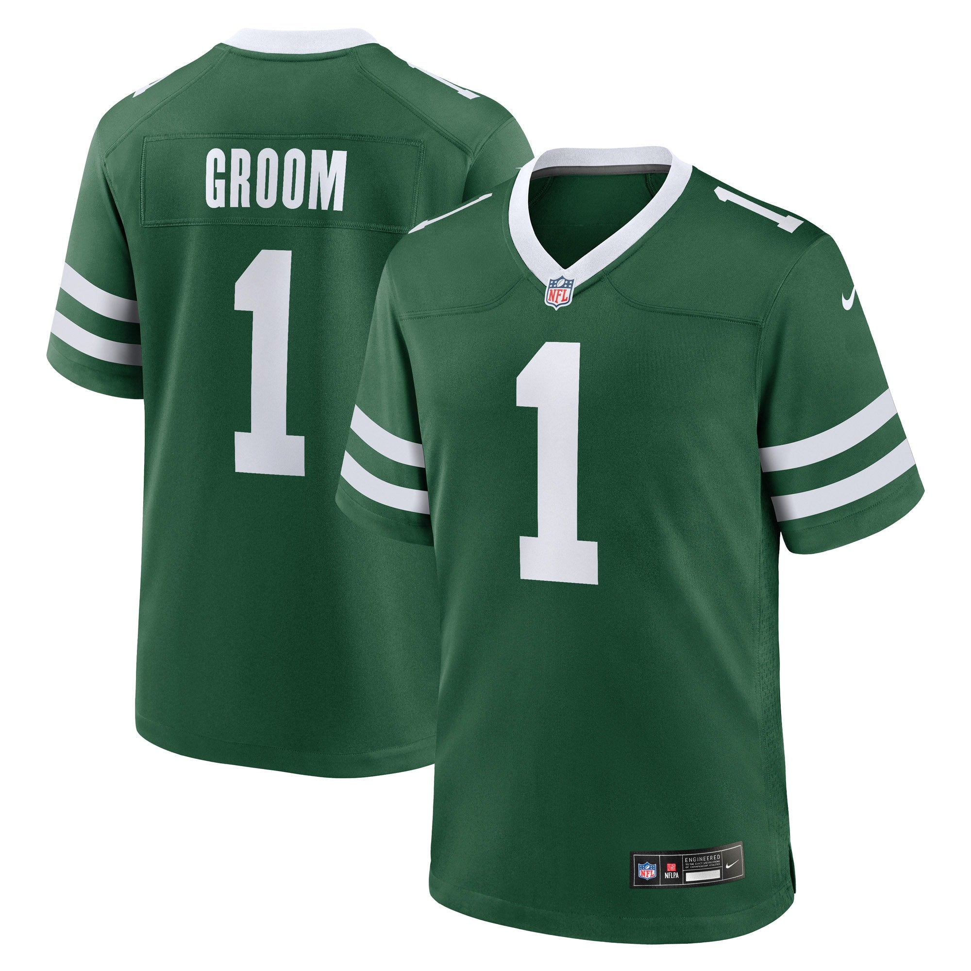 Number 1 Groom New York Jets Game Jersey - Legacy Green | Stitched Football Jersey TJS0373