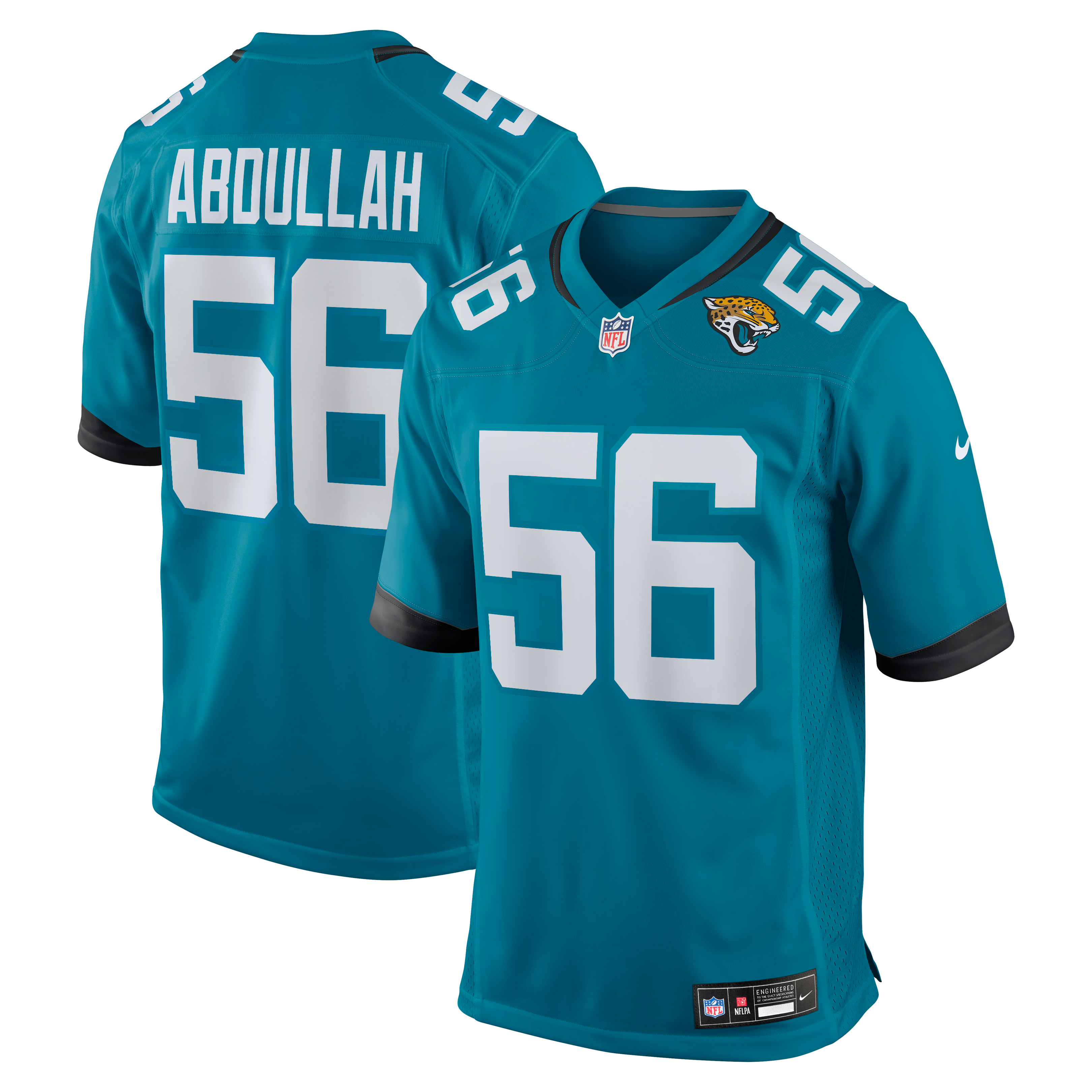 Yasir Abdullah Jacksonville Jaguars Team Game Jersey - Teal | Stitched Football Jersey TJS0303