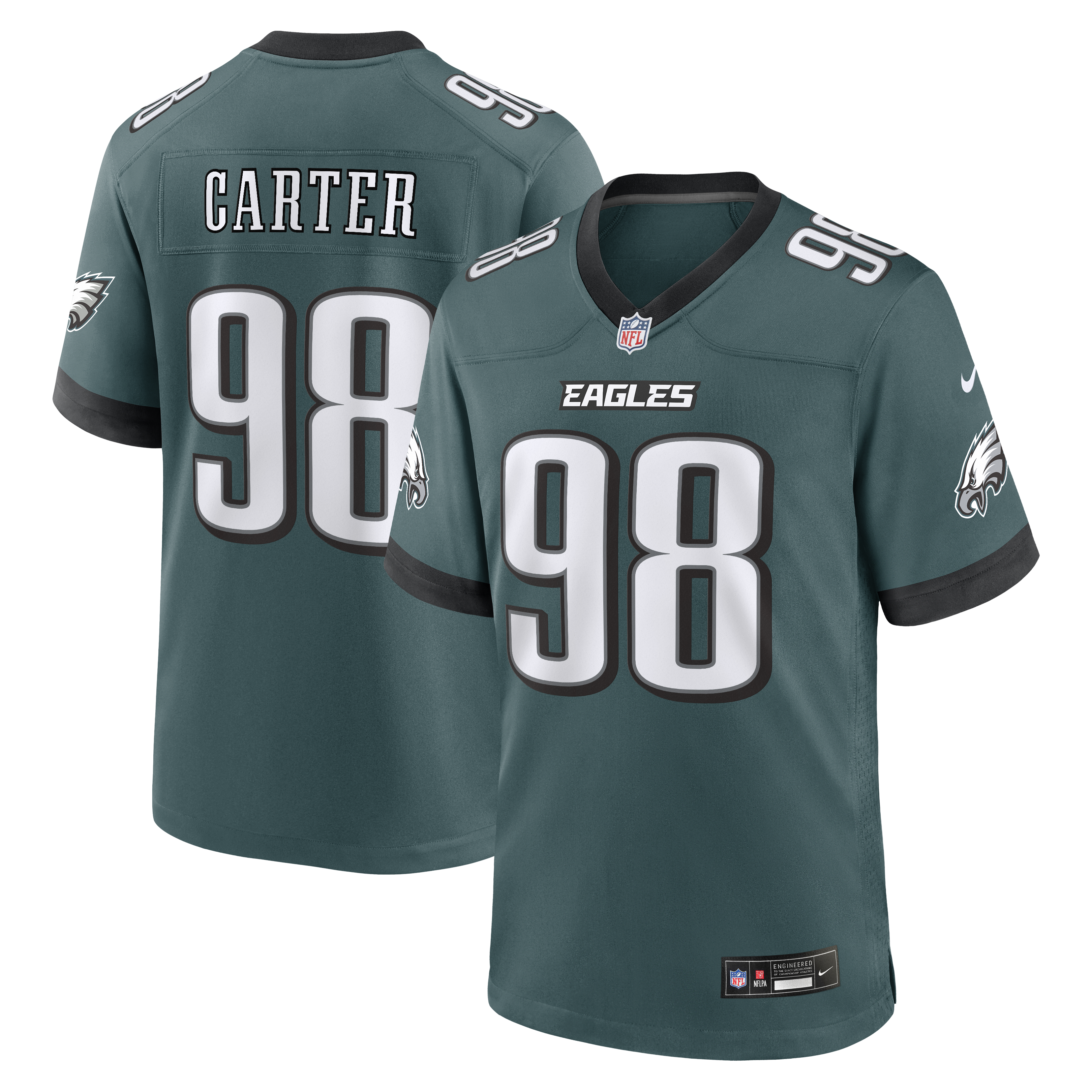 Jalen Carter Philadelphia Eagles Team Game Jersey - Midnight Green | Stitched Football Jersey TJS0521