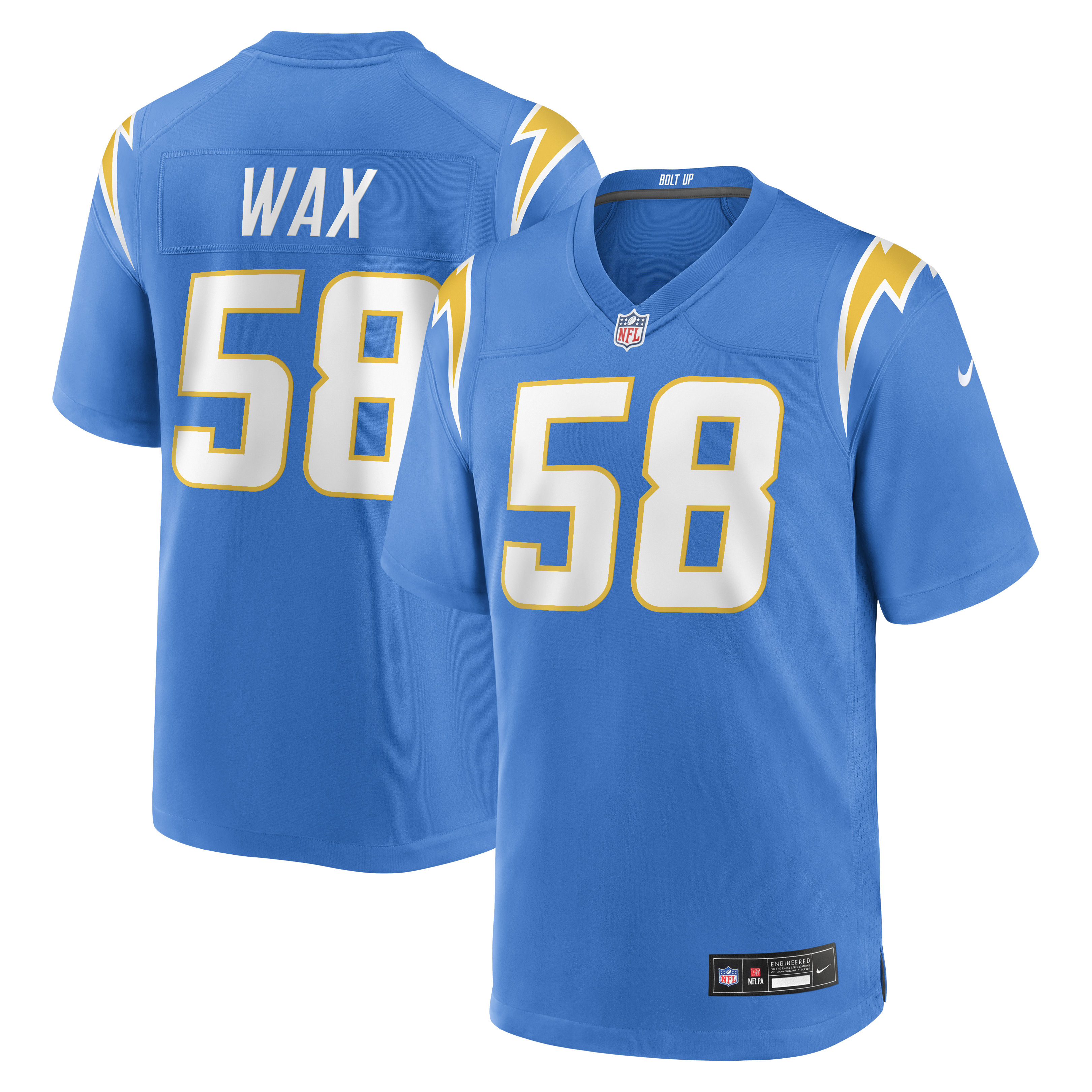 Marlowe Wax Los Angeles Chargers Team Game Jersey - Powder Blue | Stitched Football Jersey TJS0558