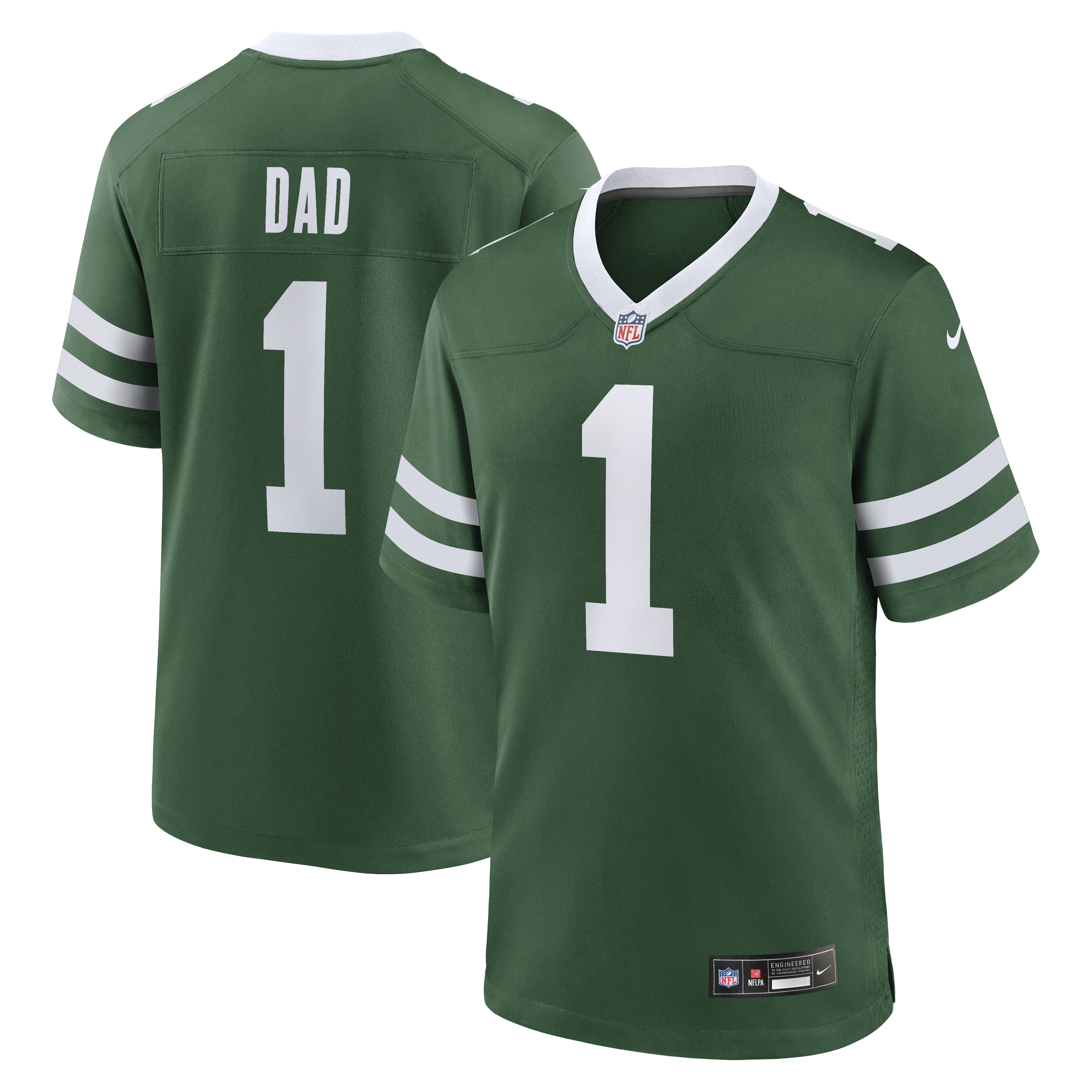 New York Jets #1 Dad Game Jersey - Legacy Green | Stitched Football Jersey TJS0332