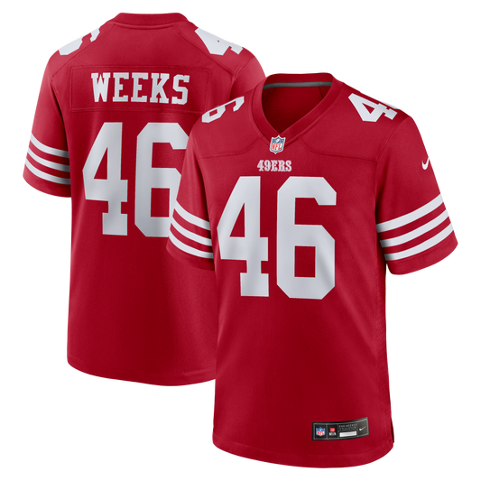 Jon Weeks San Francisco 49ers Team Game Jersey - Scarlet | Stitched Football Jersey TJS0409
