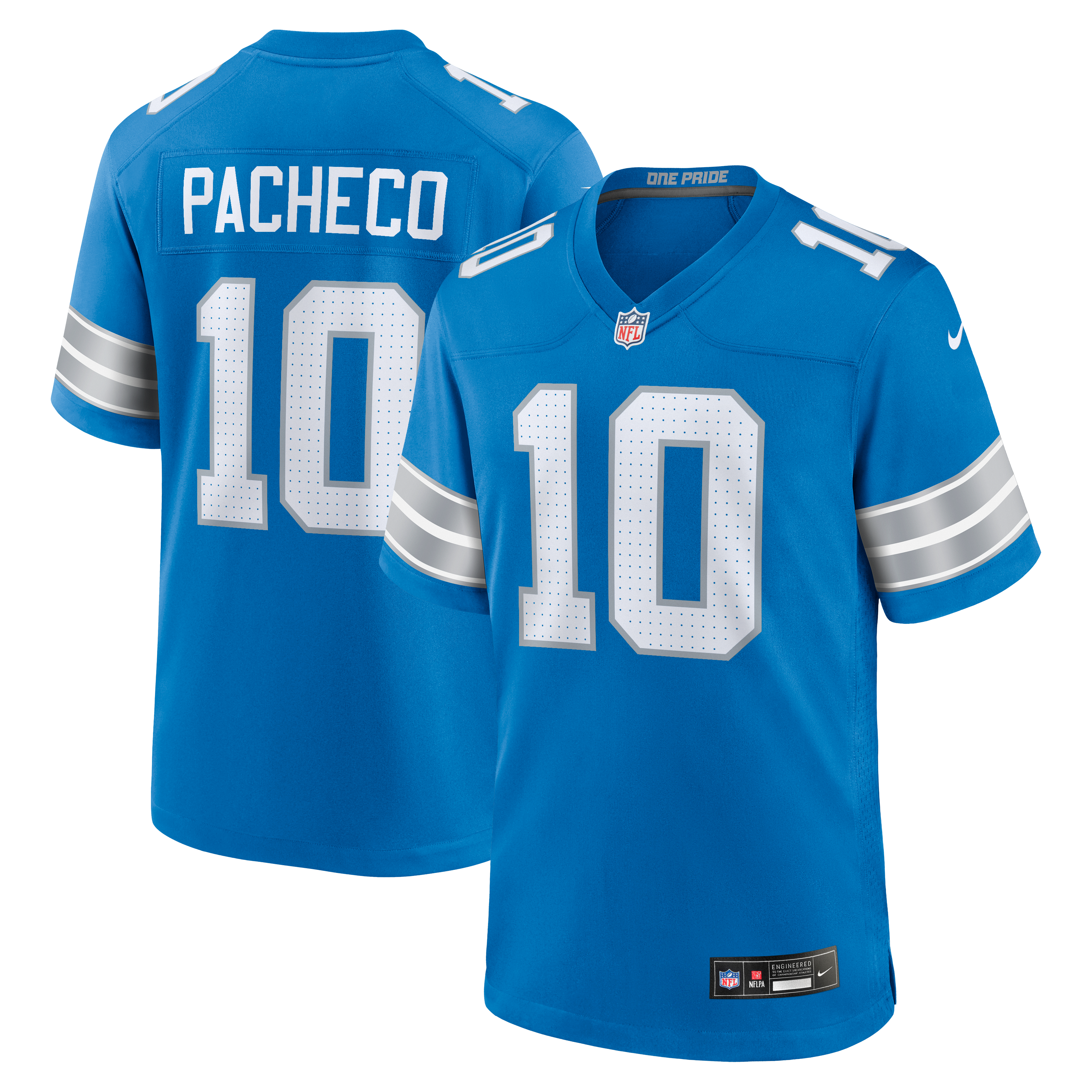 Isiah Pacheco Detroit Lions Team Game Jersey - Blue | Stitched Football Jersey TJS0478