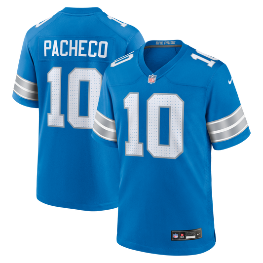 Isiah Pacheco Detroit Lions Team Game Jersey - Blue | Stitched Football Jersey TJS0478