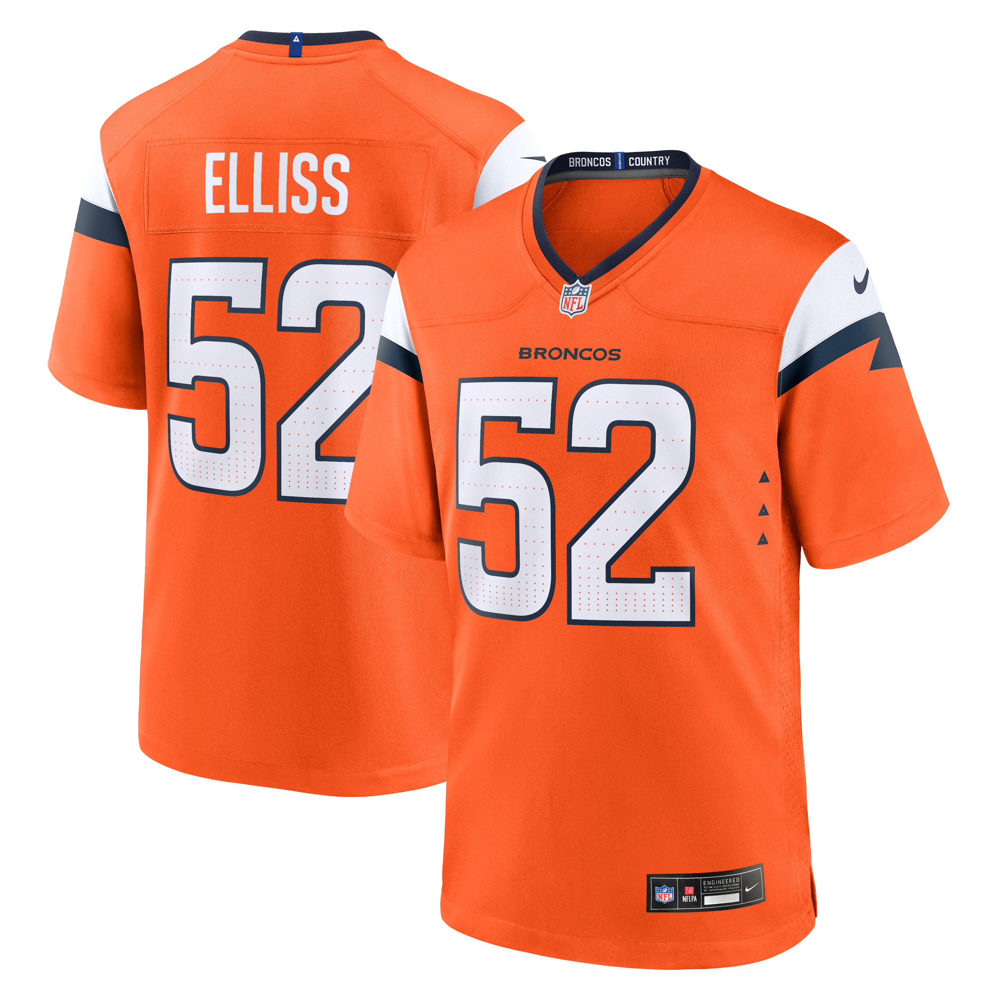 Jonah Elliss Denver Broncos Team Game Jersey - Orange | Stitched Football Jersey TJS0315