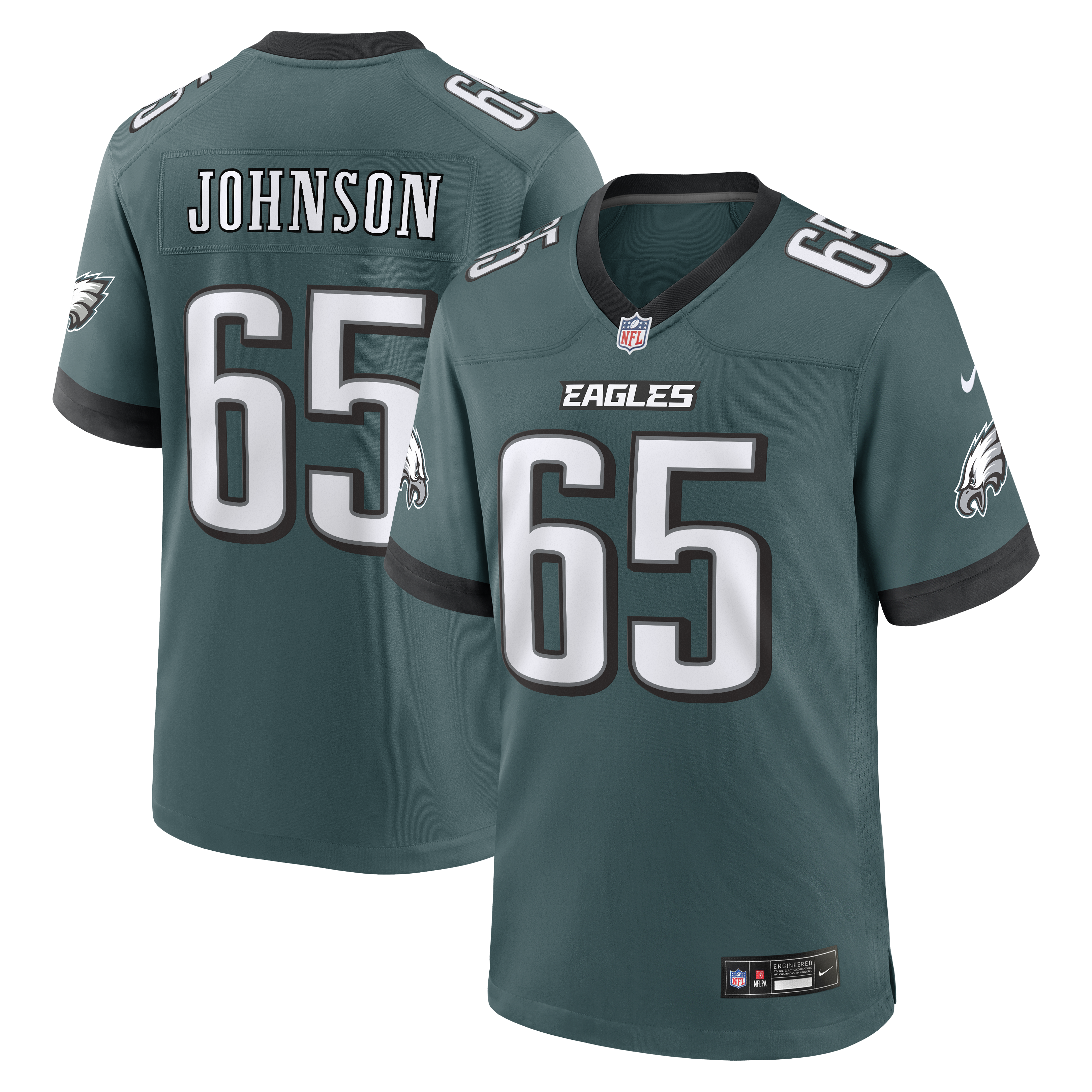 Lane Johnson Philadelphia Eagles Team Game Jersey - Midnight Green | Stitched Football Jersey TJS0437
