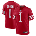 Number 1 Groom San Francisco 49ers Game Jersey - Scarlet | Stitched Football Jersey TJS0386