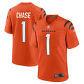 Ja'Marr Chase Cincinnati Bengals Alternate Game Jersey - Orange | Stitched Football Jersey TJS0323