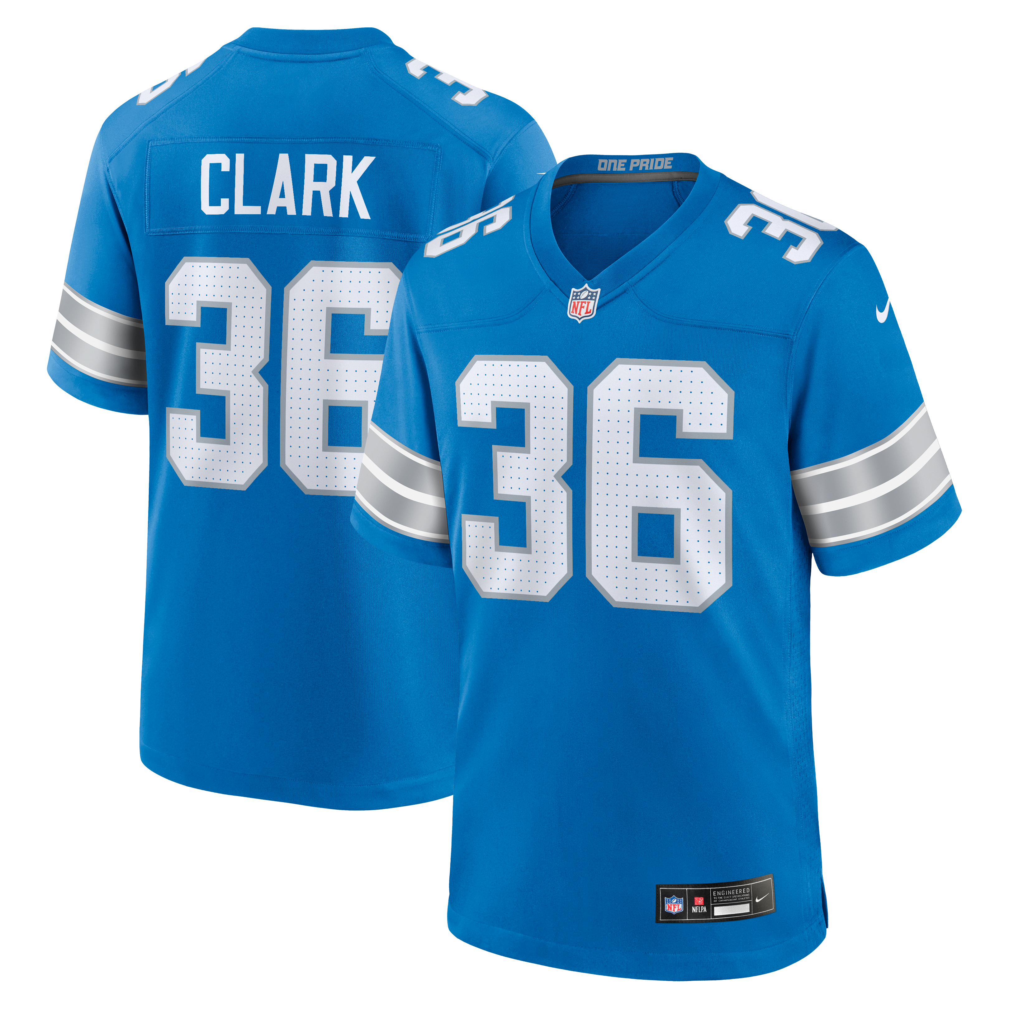 Chuck Clark Detroit Lions Team Game Jersey - Blue | Stitched Football Jersey TJS0575