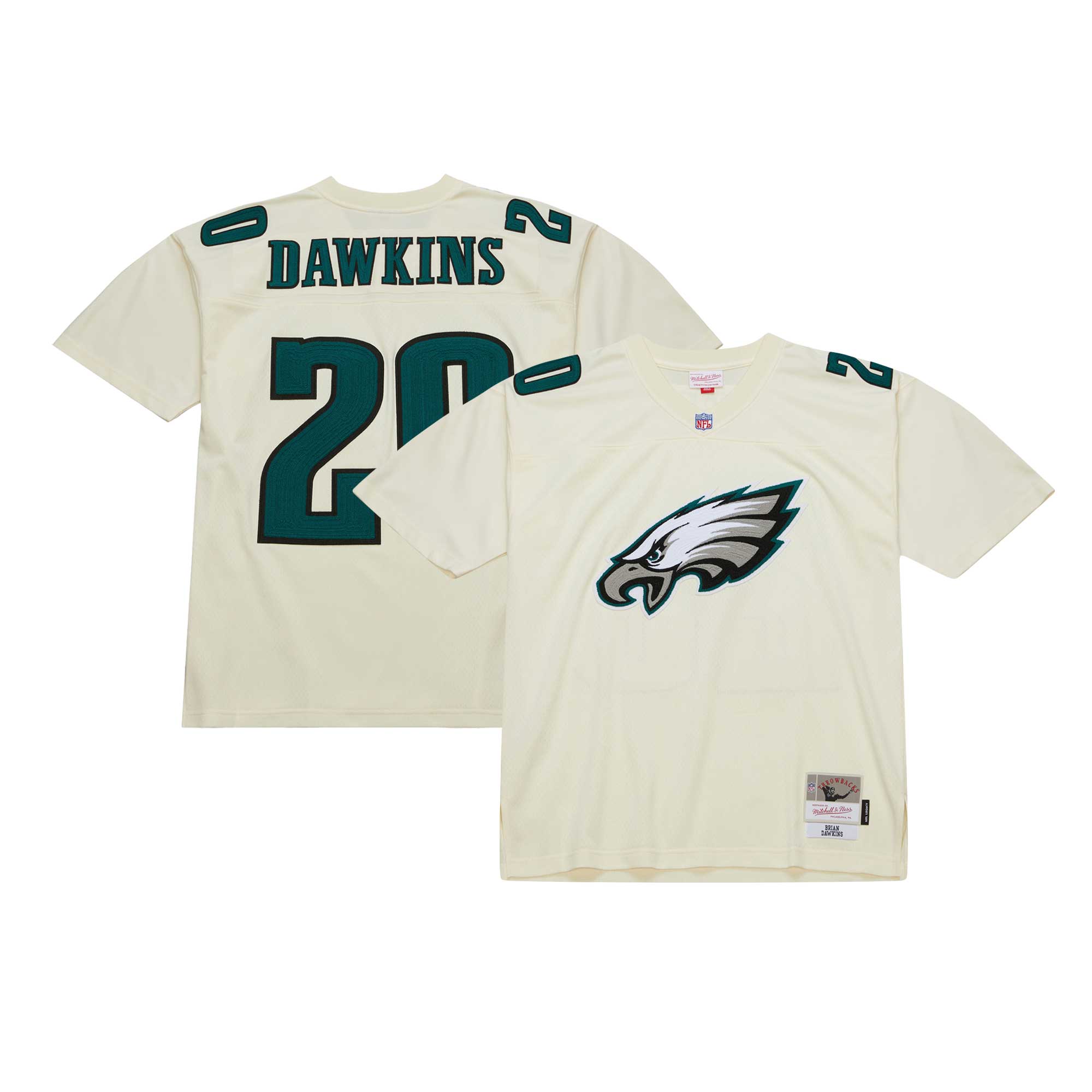 Brian Dawkins Philadelphia Eagles M & N Chainstitch Legacy Jersey - Cream | Stitched Football Jersey TJS0590