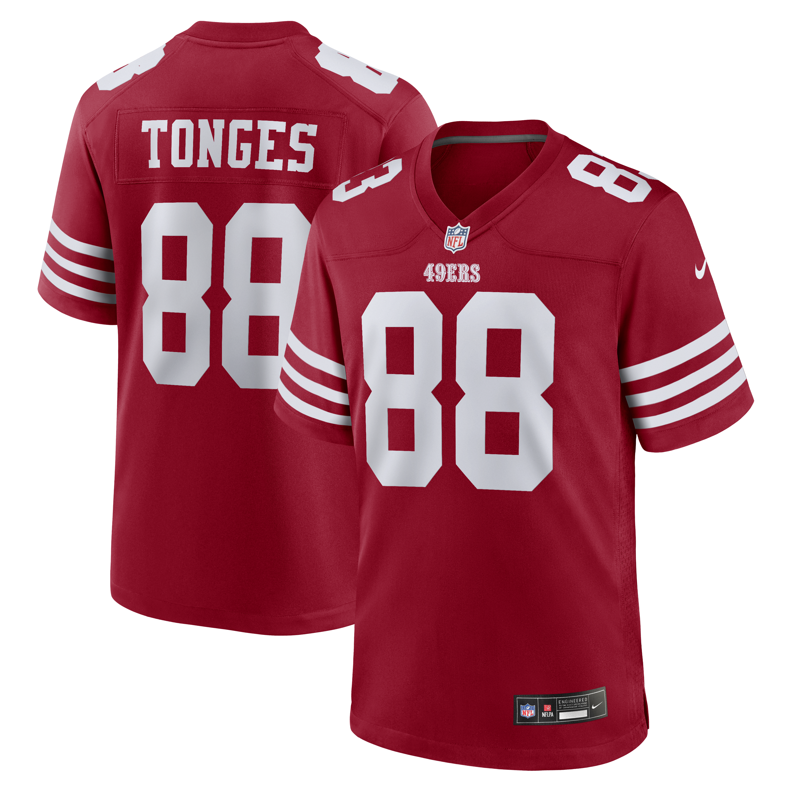 Jake Tonges San Francisco 49ers Team Game Jersey - Scarlet | Stitched Football Jersey TJS0318
