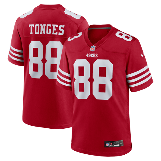Jake Tonges San Francisco 49ers Team Game Jersey - Scarlet | Stitched Football Jersey TJS0318