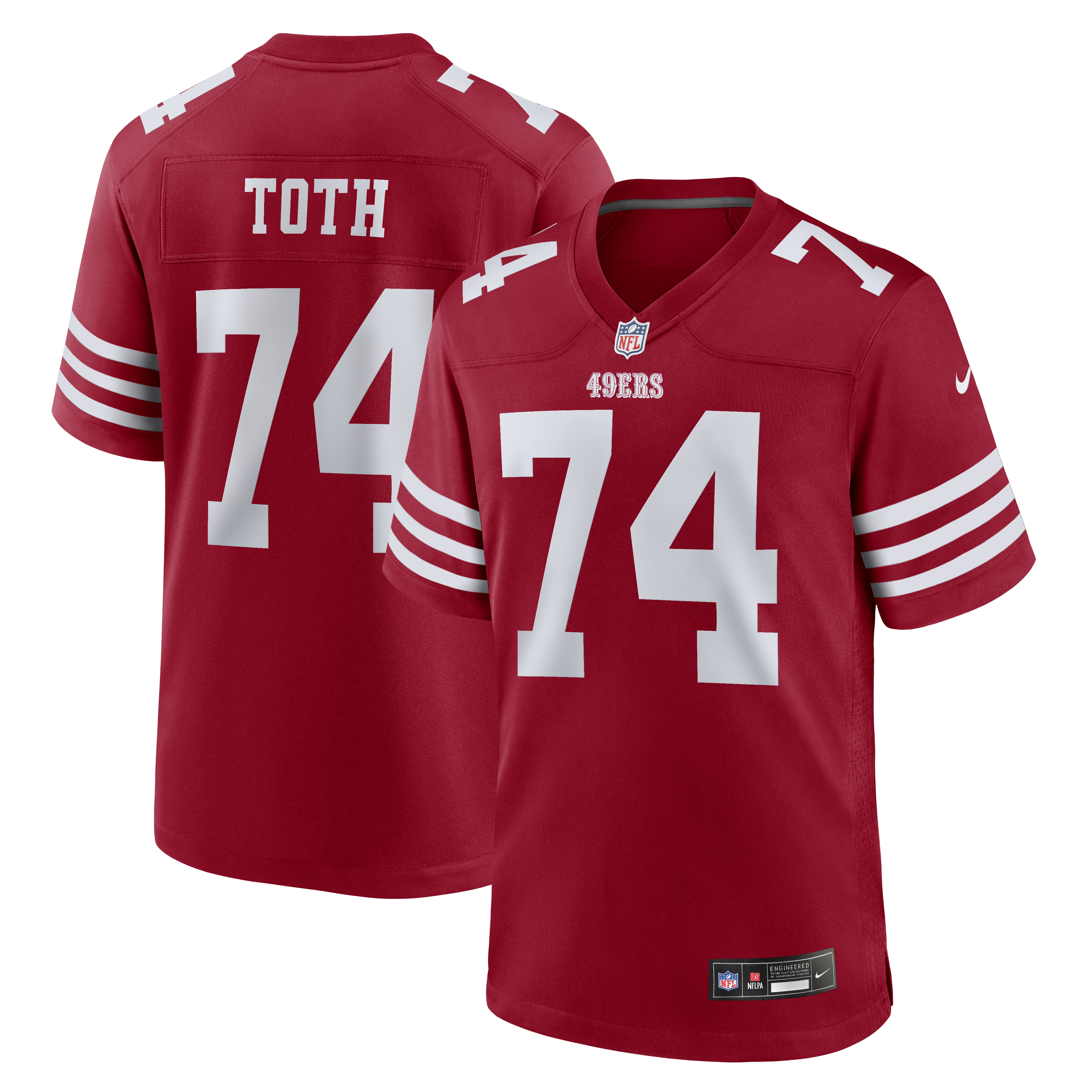 Brett Toth San Francisco 49ers Team Game Jersey - Scarlet | Stitched Football Jersey TJS0532