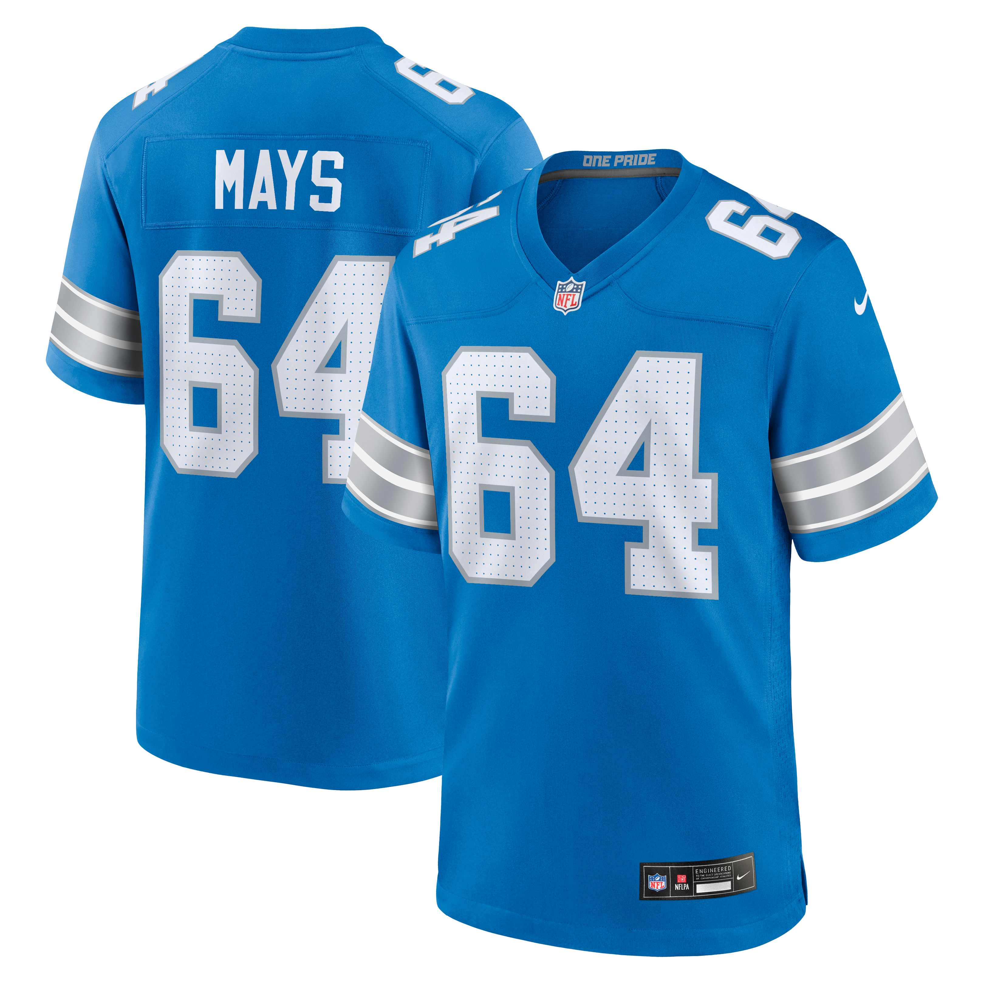 Cade Mays Detroit Lions Team Game Jersey - Blue | Stitched Football Jersey TJS0480
