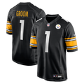 Number 1 Groom Pittsburgh Steelers Game Jersey - Black | Stitched Football Jersey TJS0449
