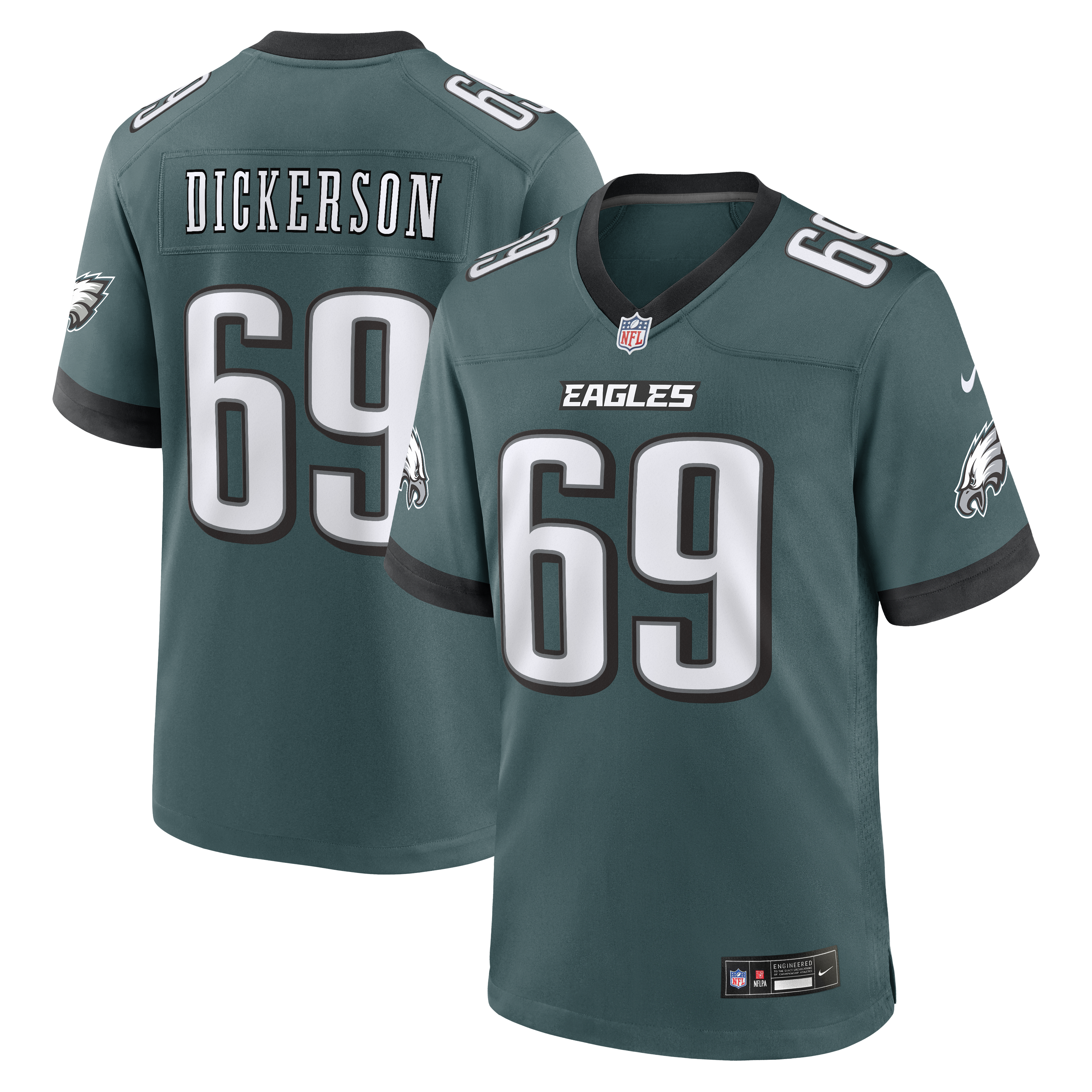 Landon Dickerson Philadelphia Eagles Team Game Jersey - Midnight Green | Stitched Football Jersey TJS0511