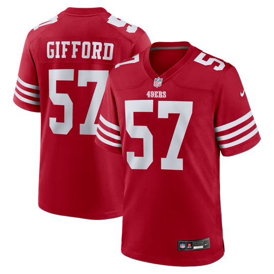 Luke Gifford San Francisco 49ers Team Game Jersey - Scarlet | Stitched Football Jersey TJS0312