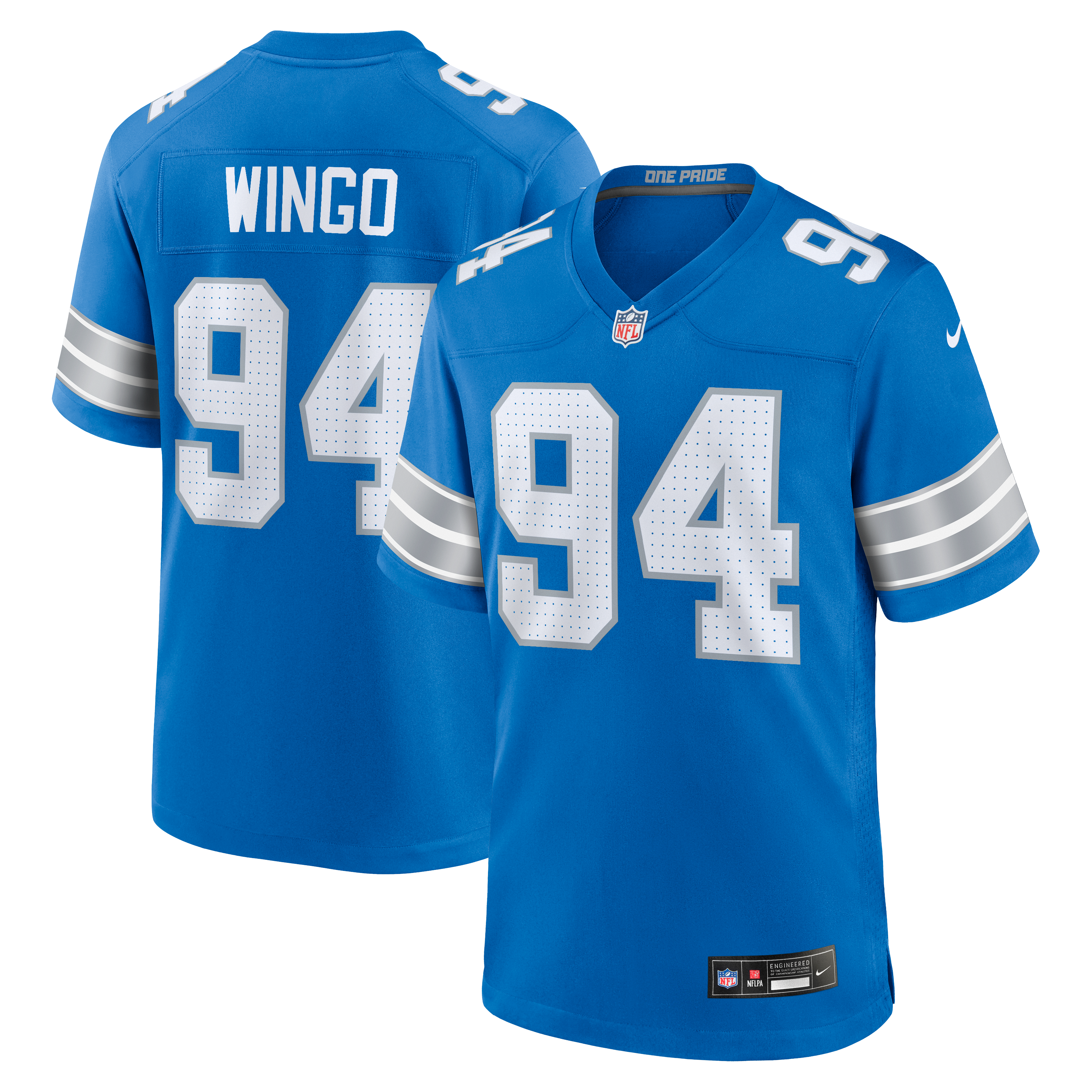 Mekhi Wingo Detroit Lions Team Game Jersey - Blue | Stitched Football Jersey TJS0673