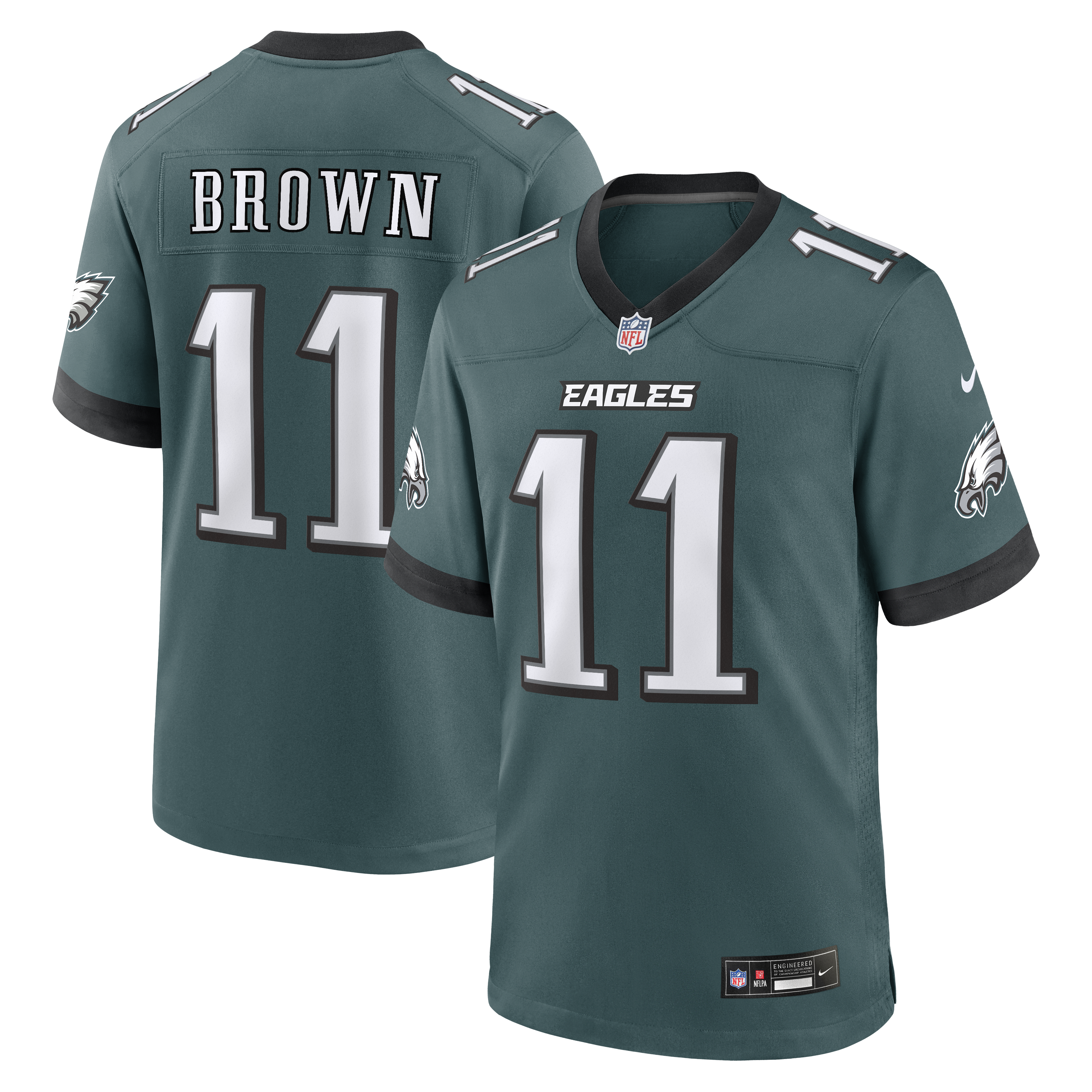 A.J. Brown Philadelphia Eagles Team Game Jersey - Midnight Green | Stitched Football Jersey TJS0652